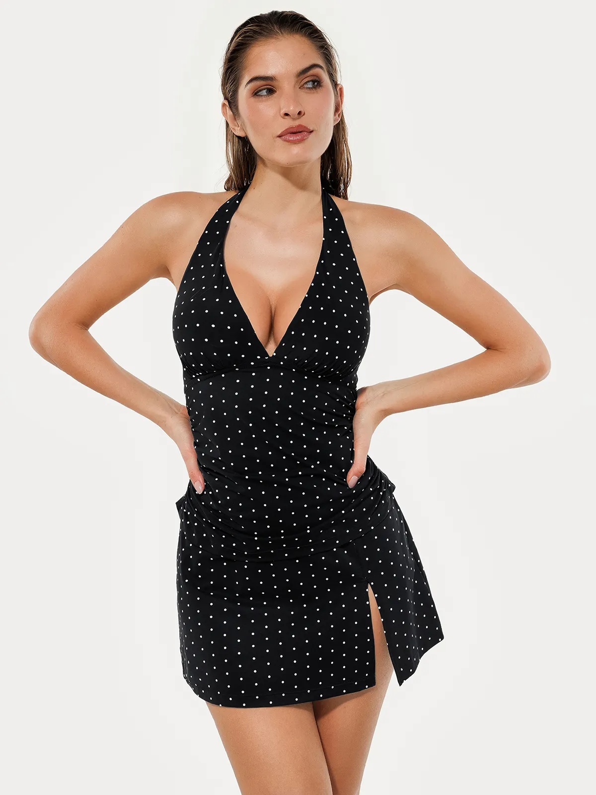 Sculpting Halter Tankini Skirt Swimsuit Set - Image 9