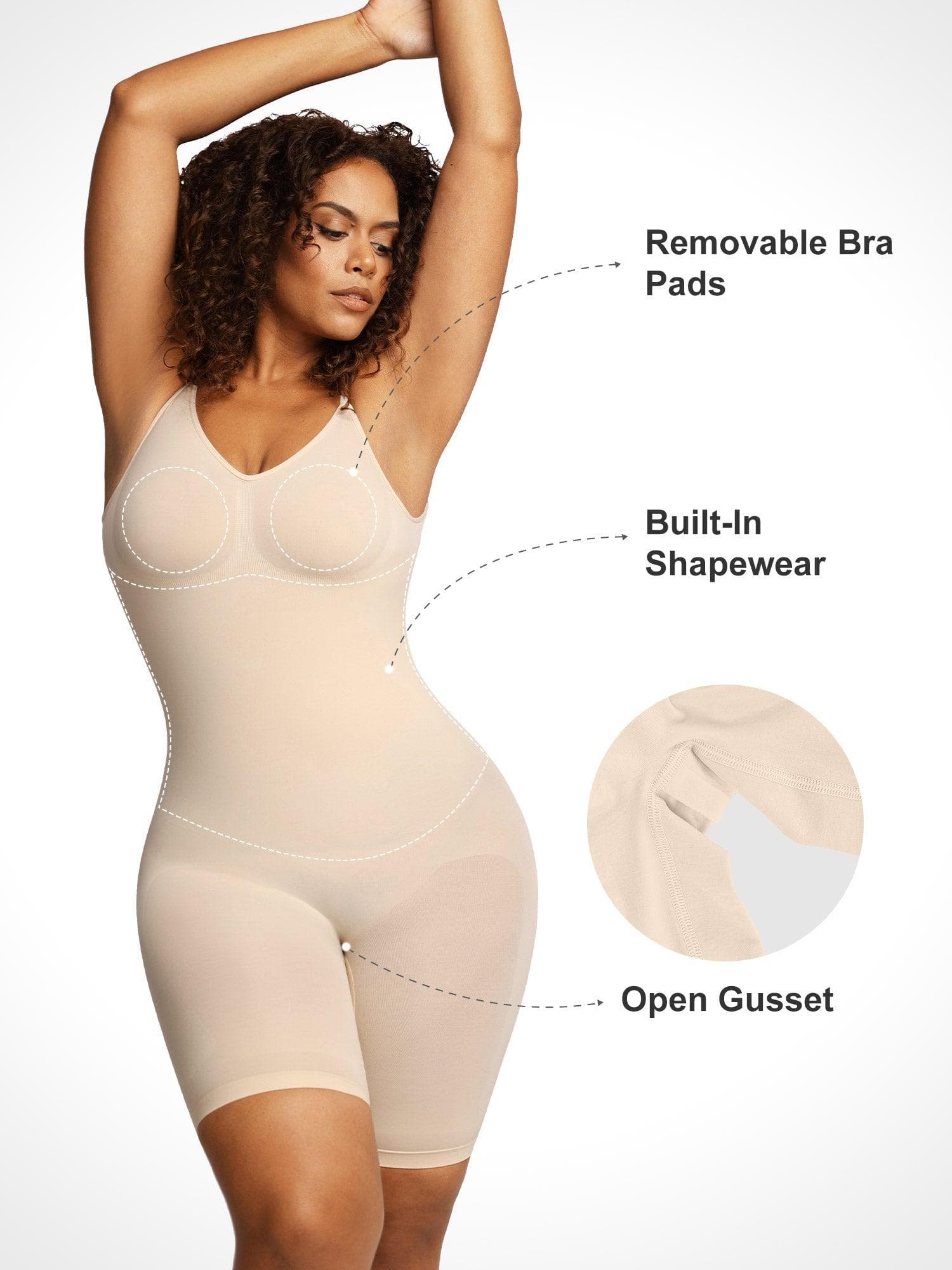 Shapewear Low Back Tummy Control Mid-Thigh Bodysuit - Image 2