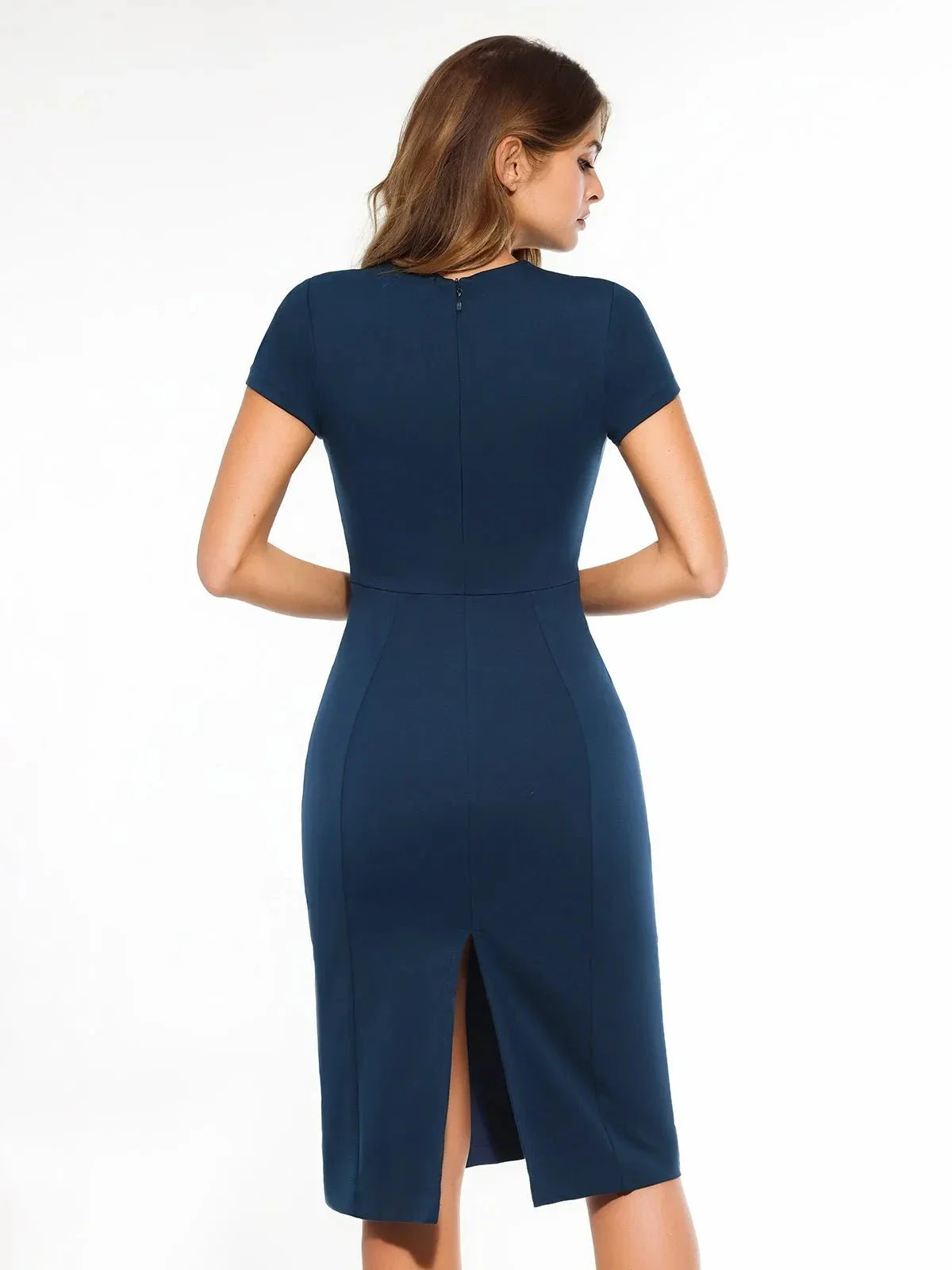 SculptWear Short Sleeve Fitted Sheath Dress - Image 23