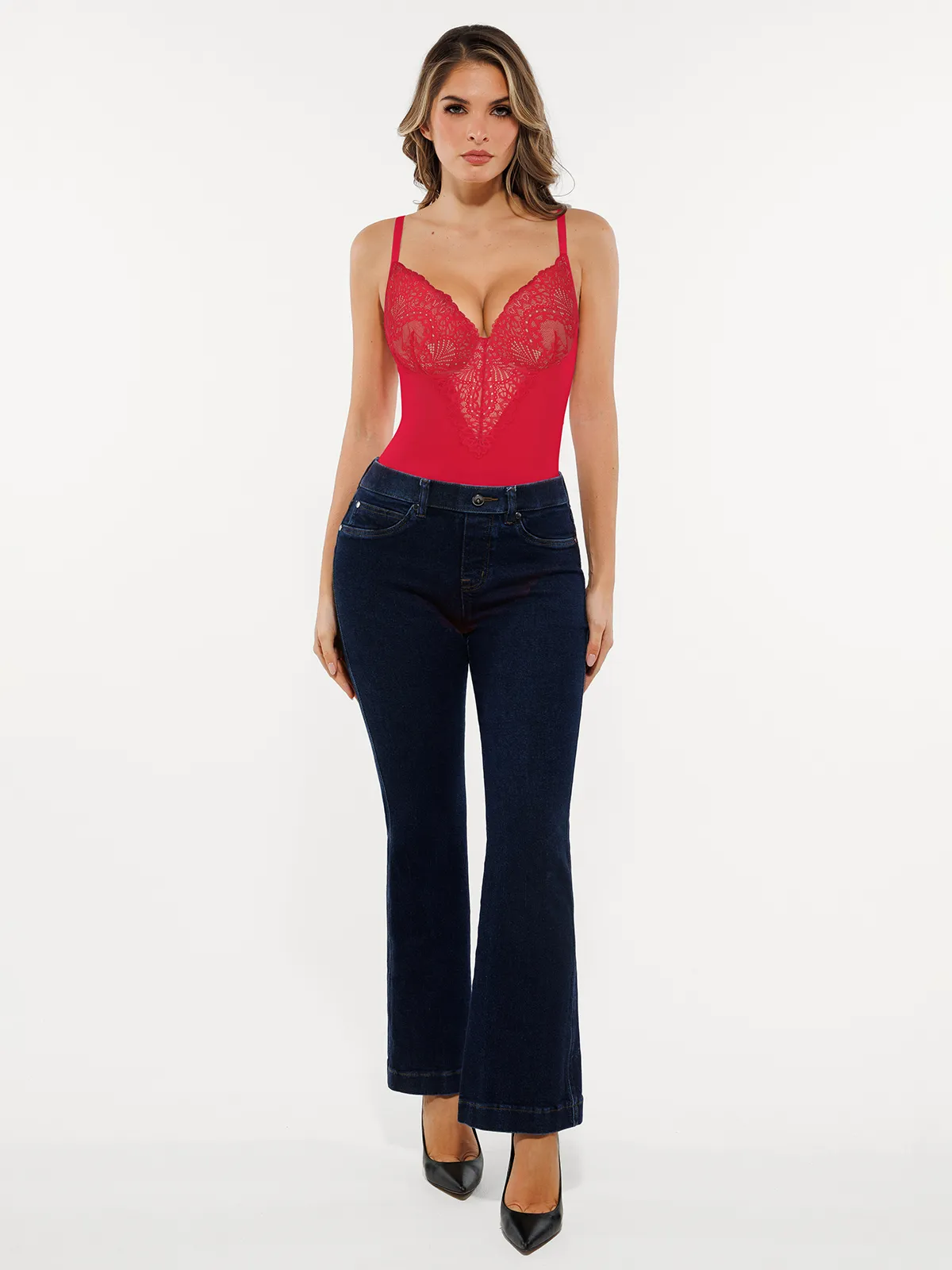 Seamless Lace V-Neck Shapewear Bodysuit - Image 36