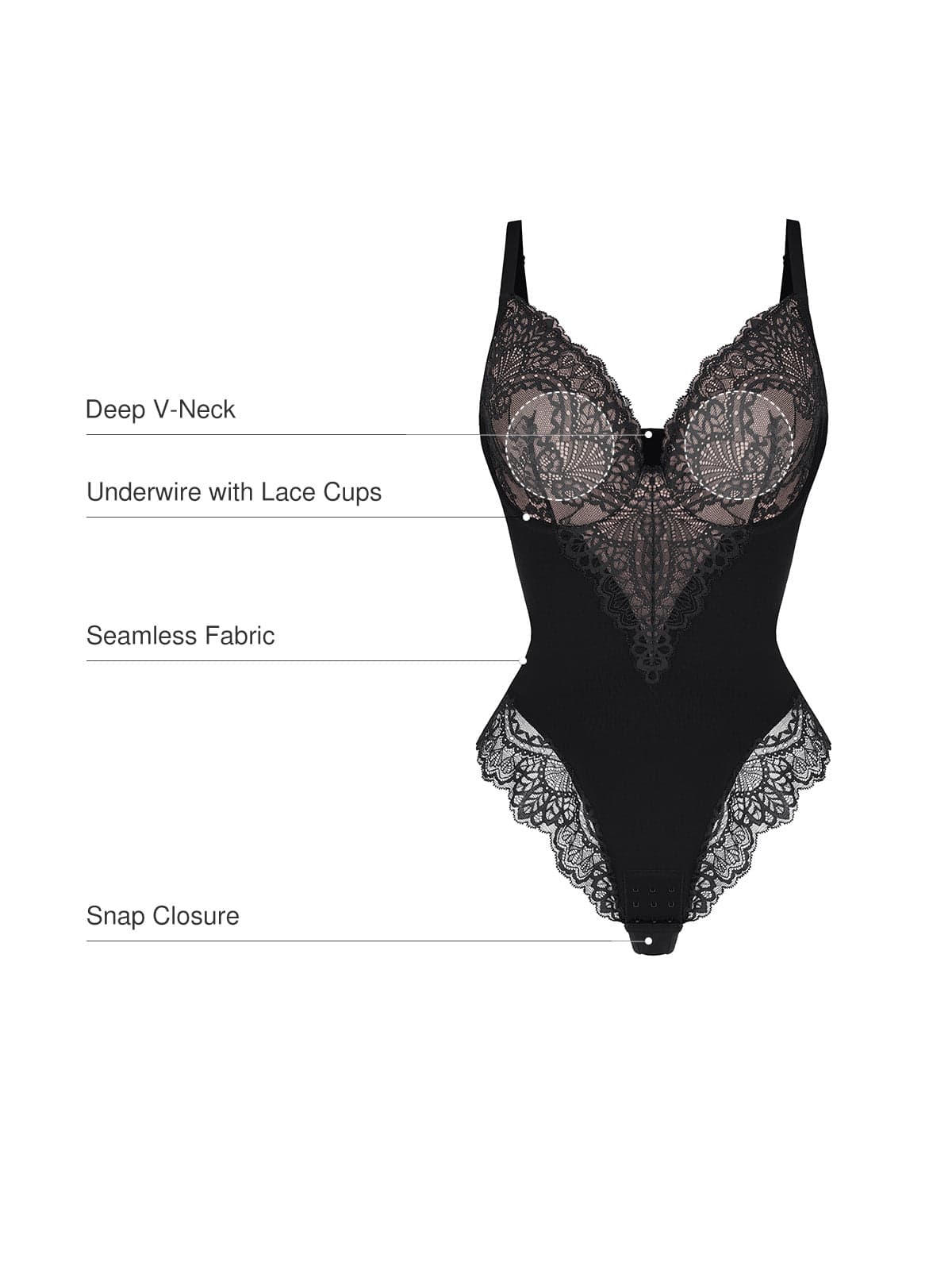 Seamless Lace V-Neck Shapewear Bodysuit - Image 51