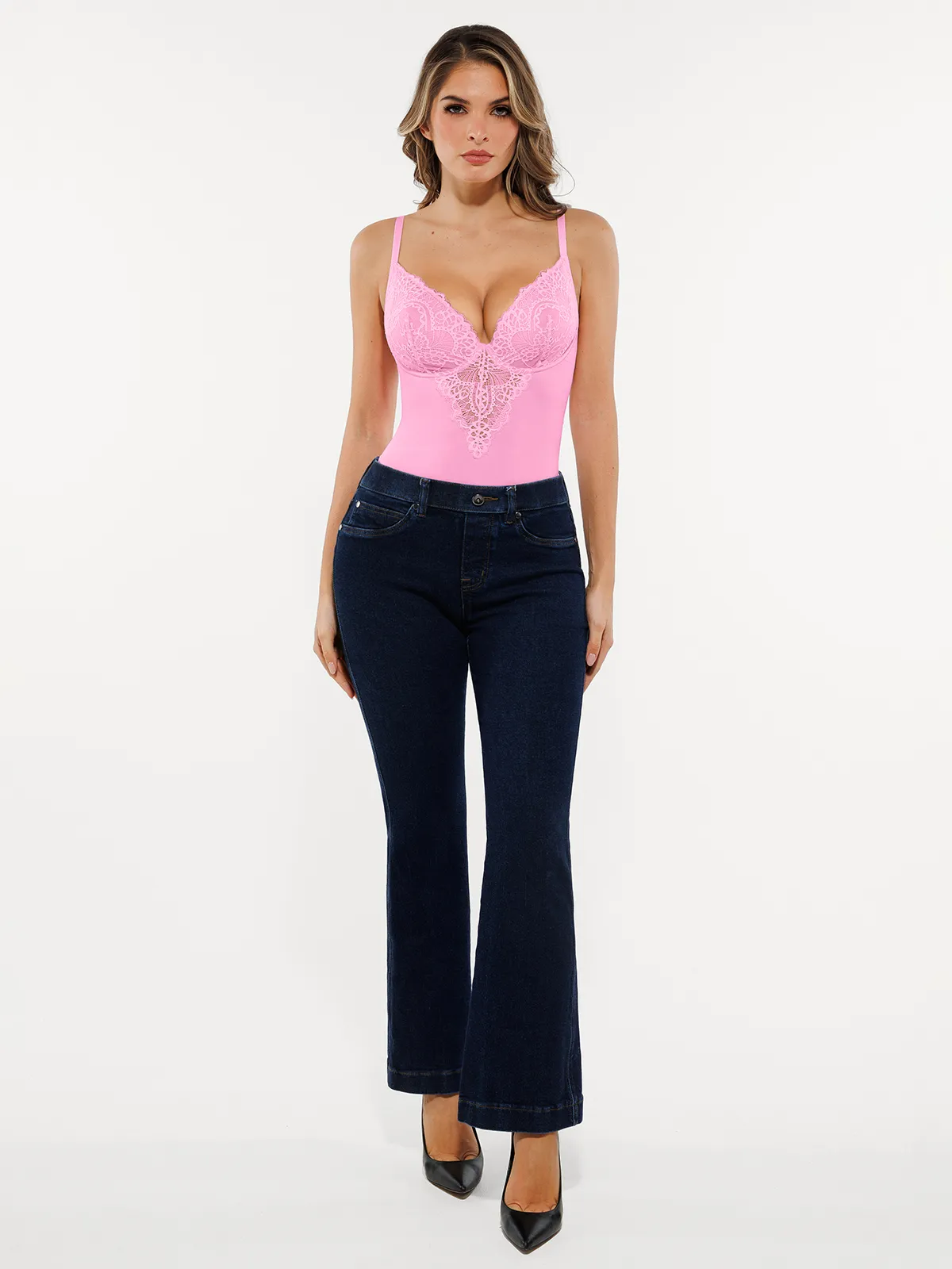 Seamless Lace V-Neck Shapewear Bodysuit - Image 8