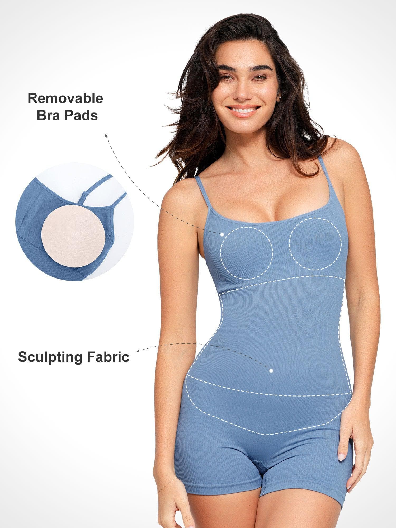Shapewear Seamless Rib Strappy Romper - Image 2