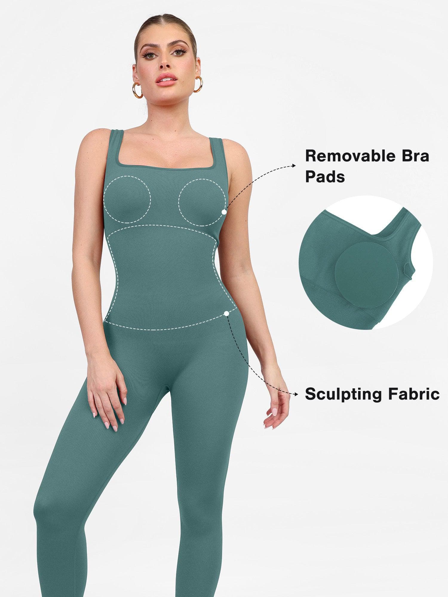 Shapewear Seamless Square Neck Workout Jumpsuit or Romper - Image 24