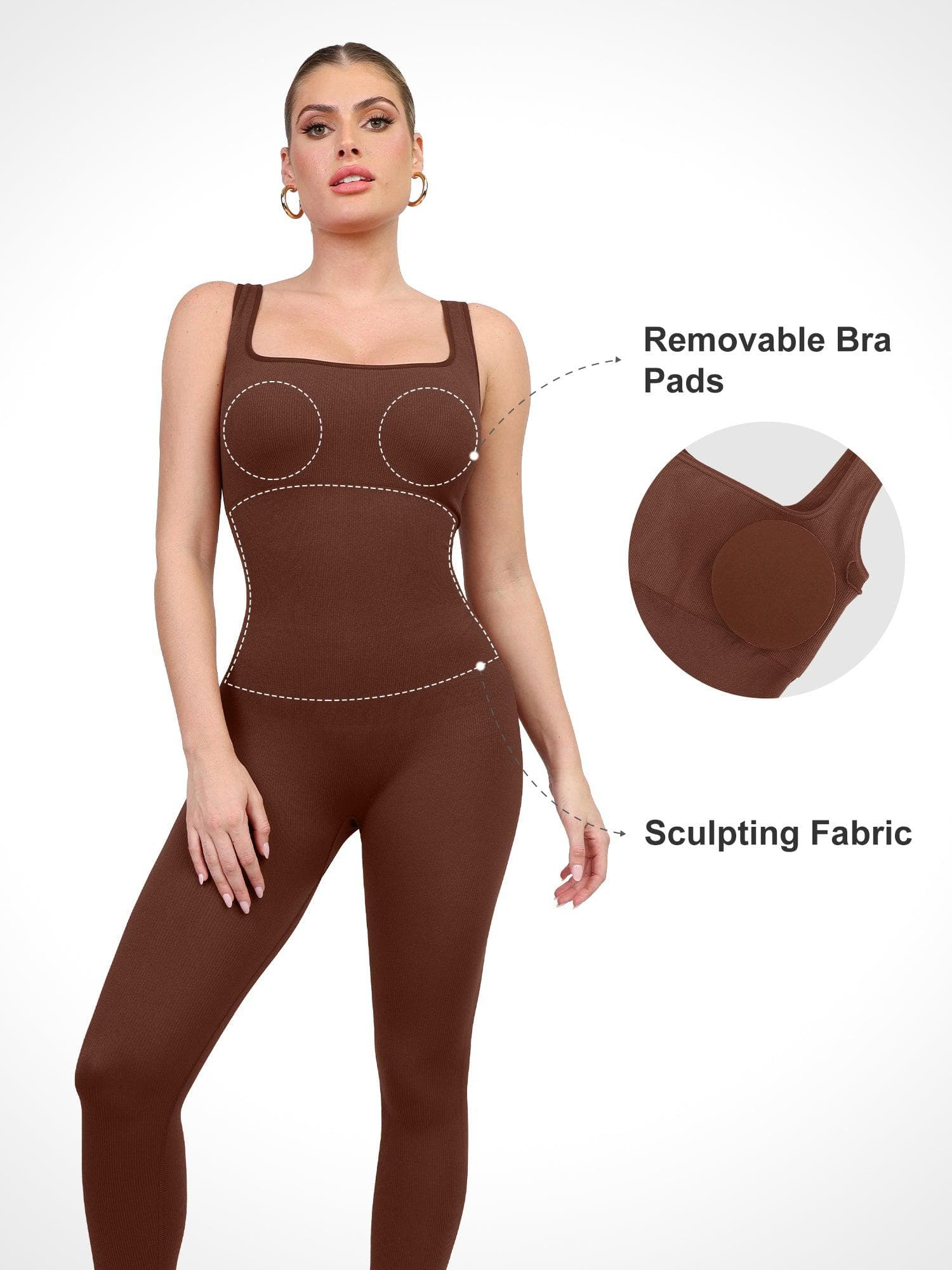 Shapewear Seamless Square Neck Workout Jumpsuit or Romper - Image 29