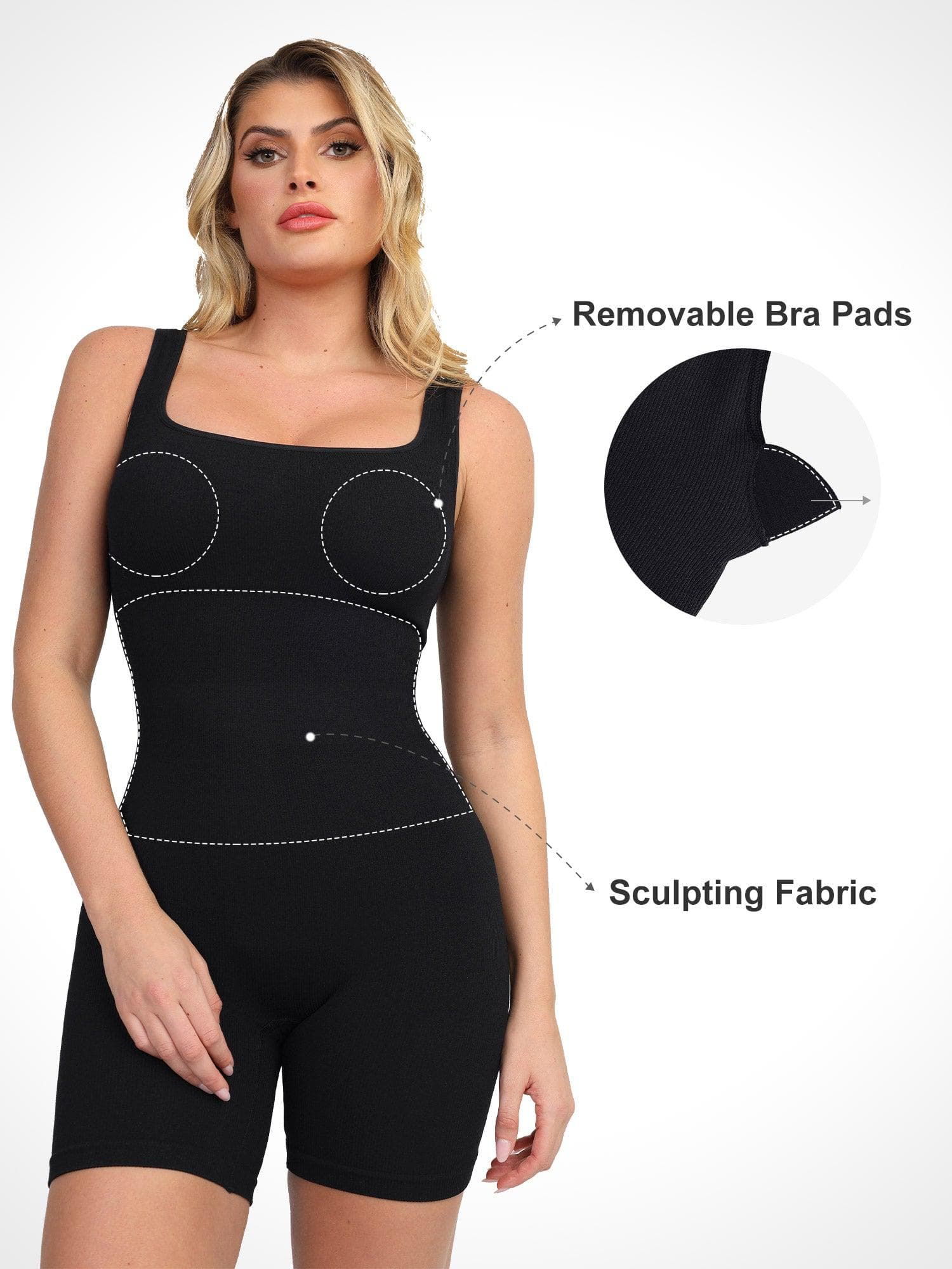 Shapewear Seamless Square Neck Workout Jumpsuit or Romper - Image 34