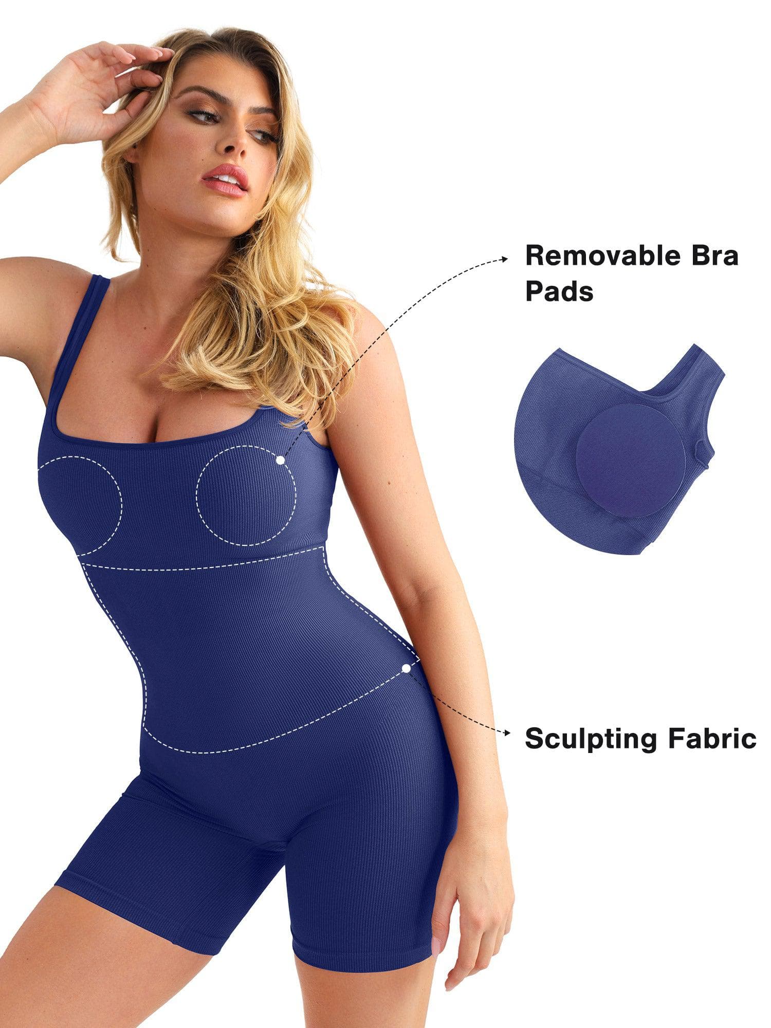 Shapewear Seamless Square Neck Workout Jumpsuit or Romper - Image 51