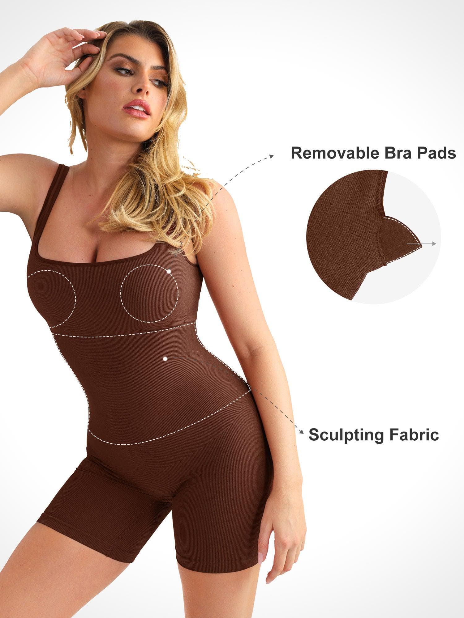 Shapewear Seamless Square Neck Workout Jumpsuit or Romper - Image 68
