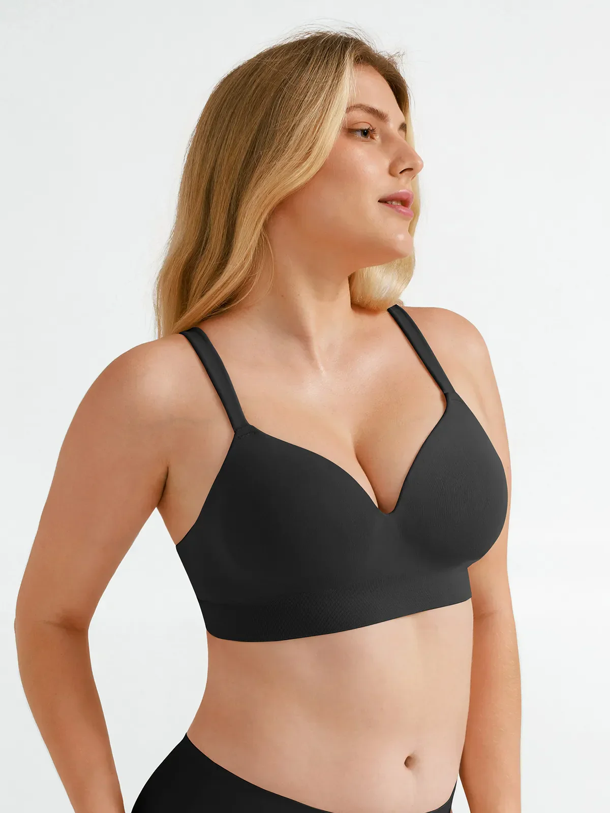 Seamless Wireless Adjustable Wide-Strap T-Shirt Bra - Image 11