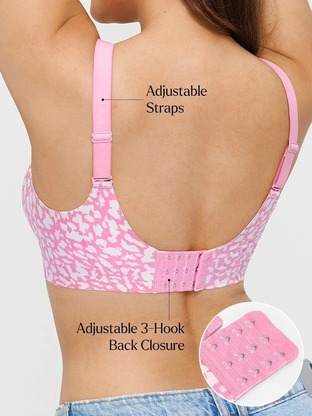 Seamless Wireless Jelly Leopard Contour Minimizer Support Bra - Image 12