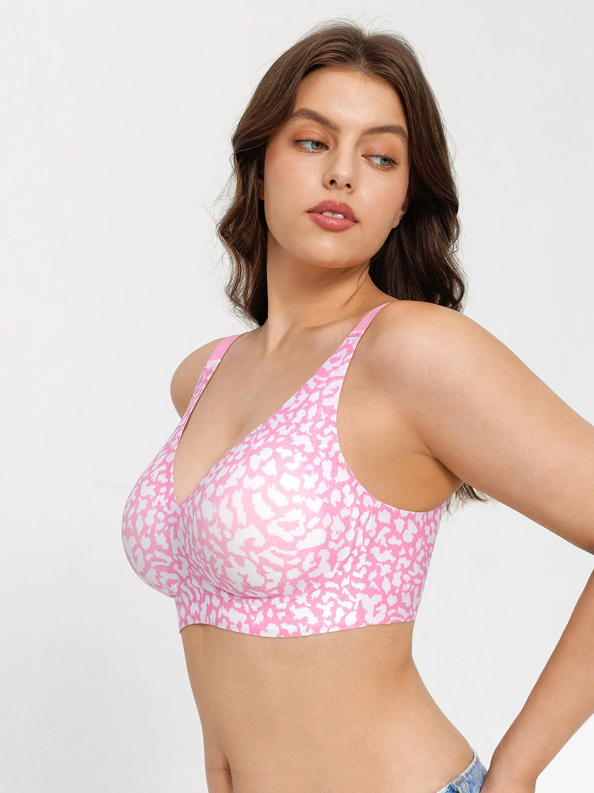 Seamless Wireless Jelly Leopard Contour Minimizer Support Bra - Image 13