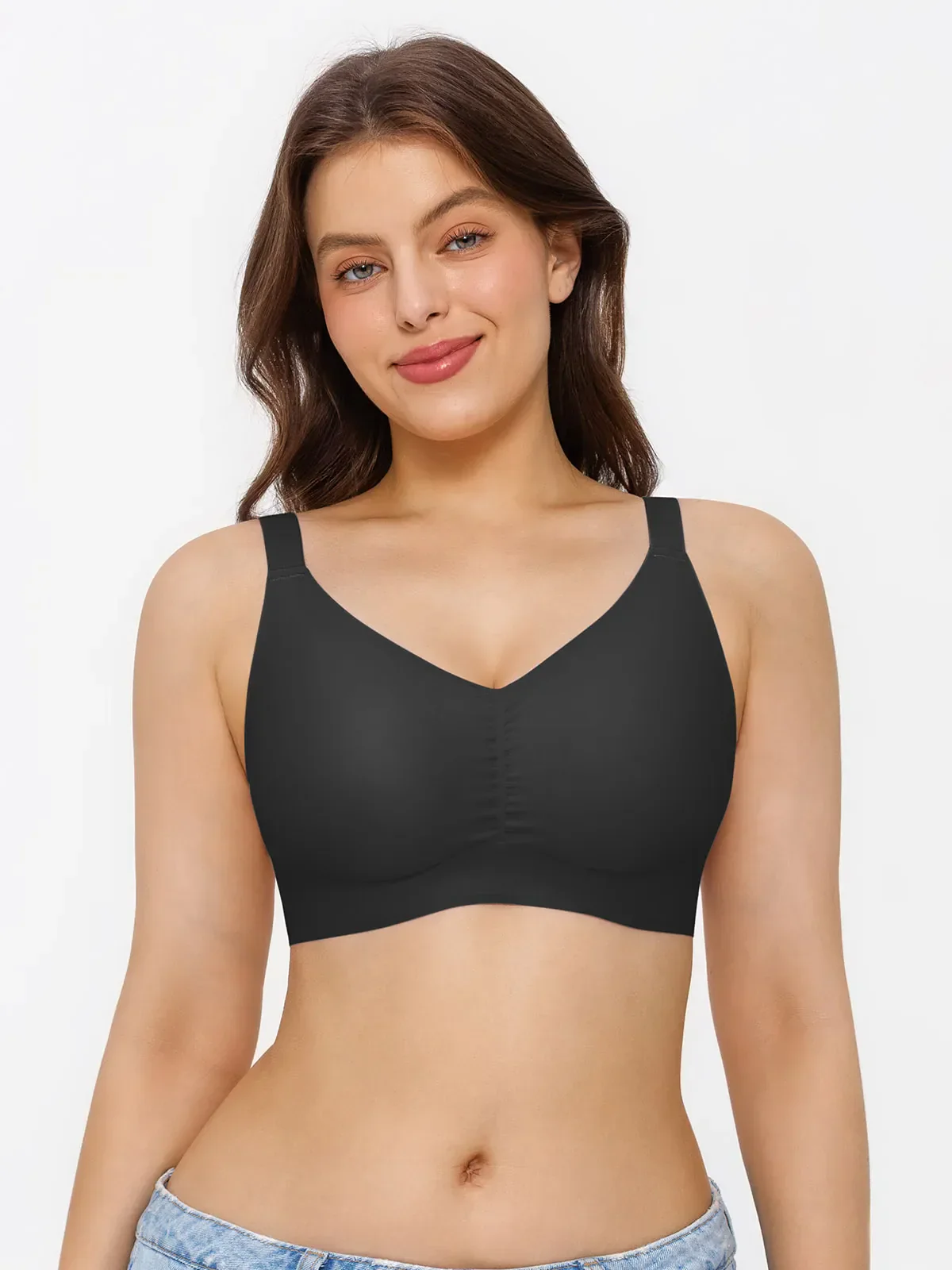 Seamless Wireless Ruched Comfort Minimizer Bra - Image 10