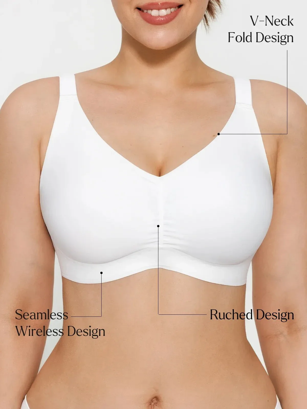 Seamless Wireless Ruched Comfort Minimizer Bra - Image 13