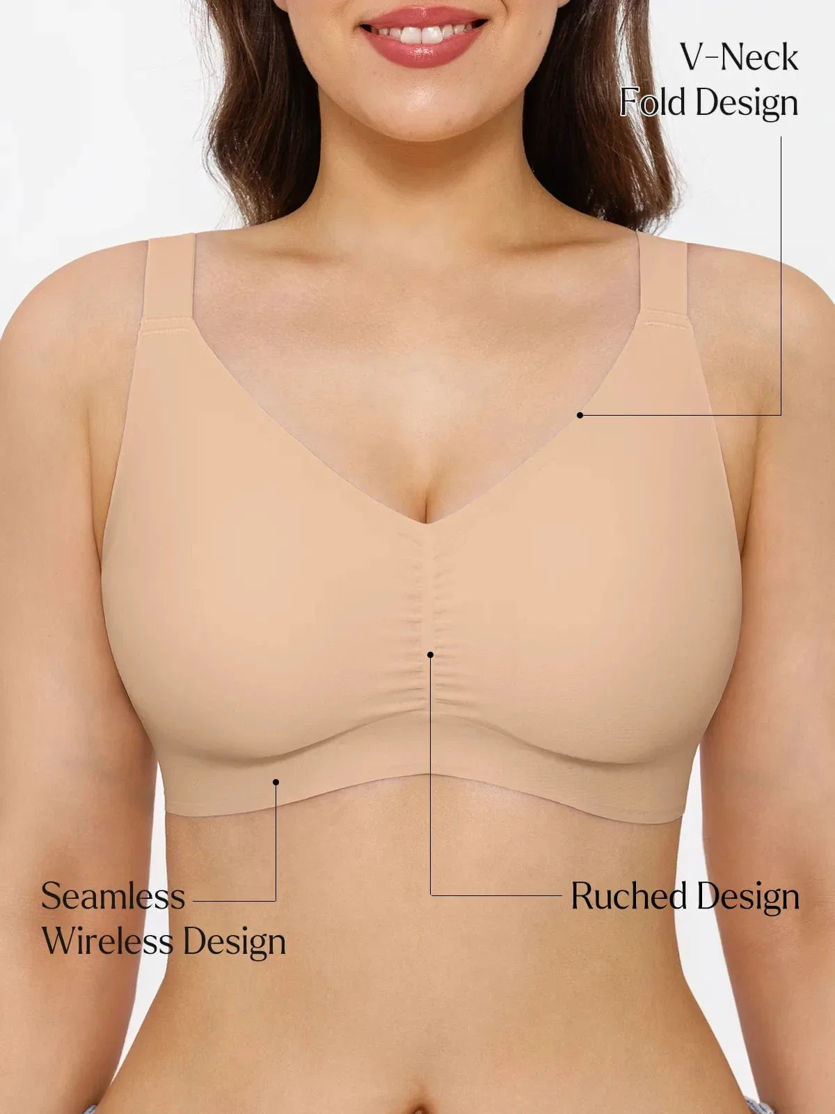 Seamless Wireless Ruched Comfort Minimizer Bra - Image 18