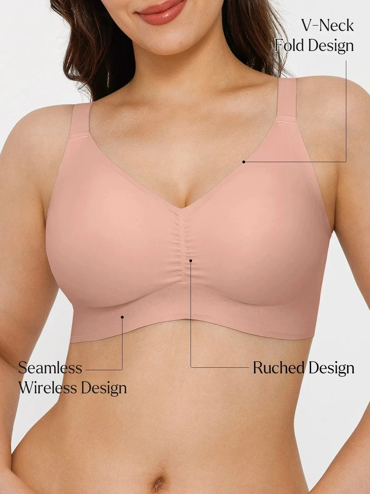 Seamless Wireless Ruched Comfort Minimizer Bra - Image 24