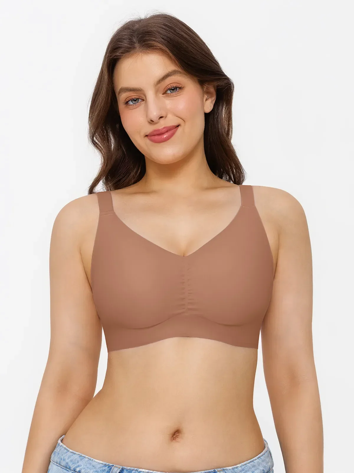 Seamless Wireless Ruched Comfort Minimizer Bra - Image 6