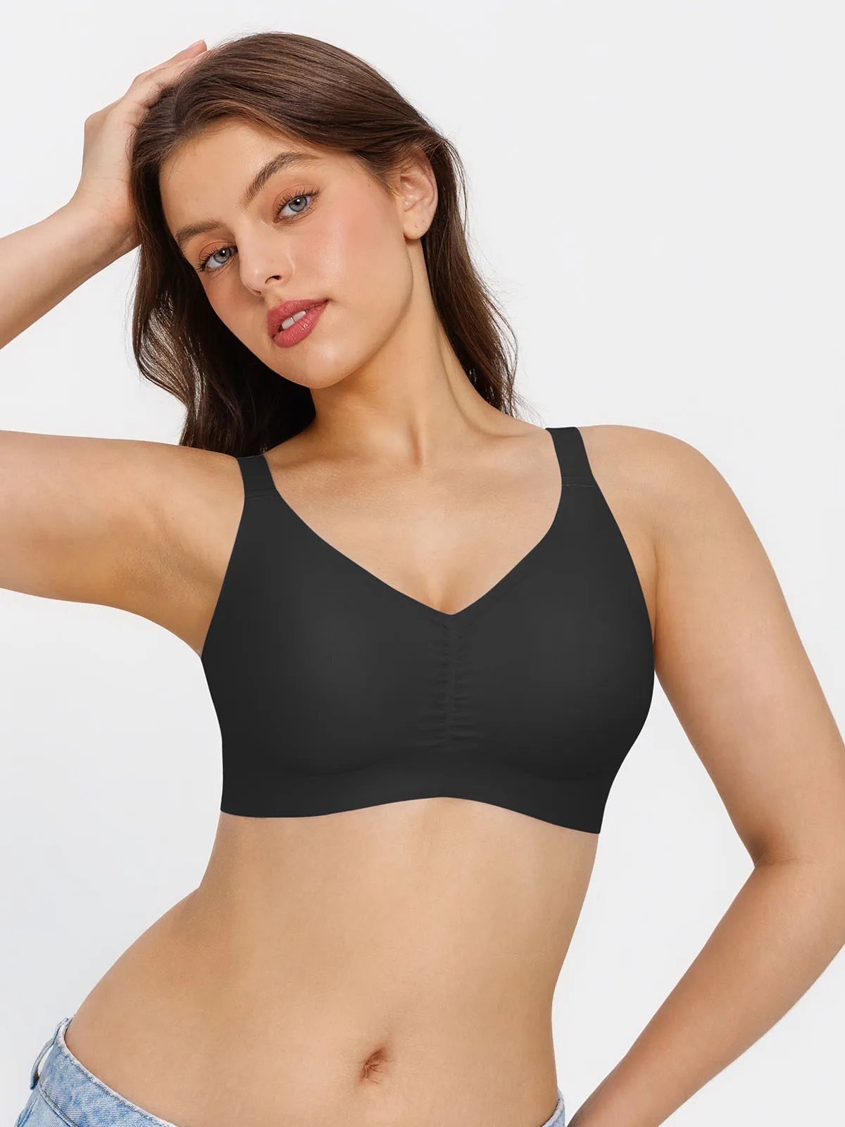 Seamless Wireless Ruched Comfort Minimizer Bra - Image 7