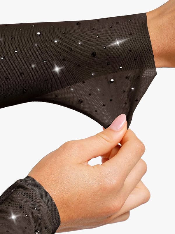 Sequin Cowl Neck Chain Detail Sculpting Bodysuit - Image 51