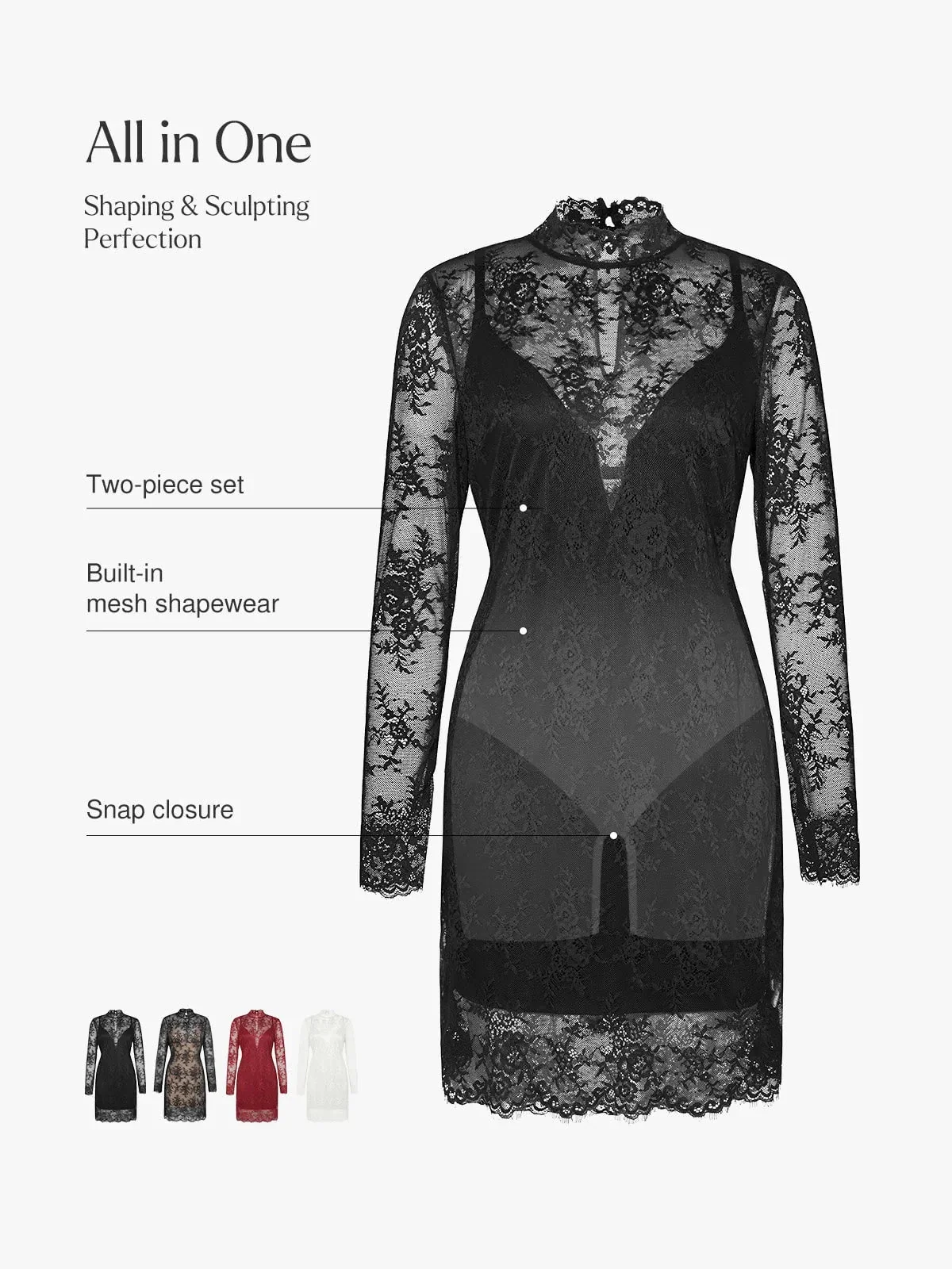 Shapewear 2-in-1 Lace Overlay Sculpting Dress - Image 13
