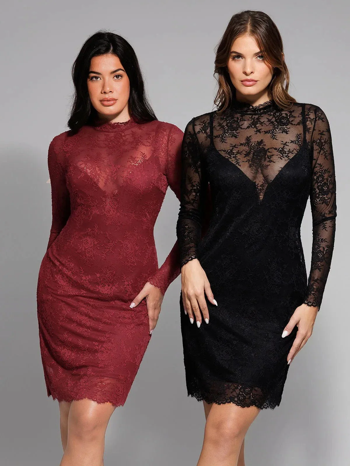 Shapewear 2-in-1 Lace Overlay Sculpting Dress - Image 40