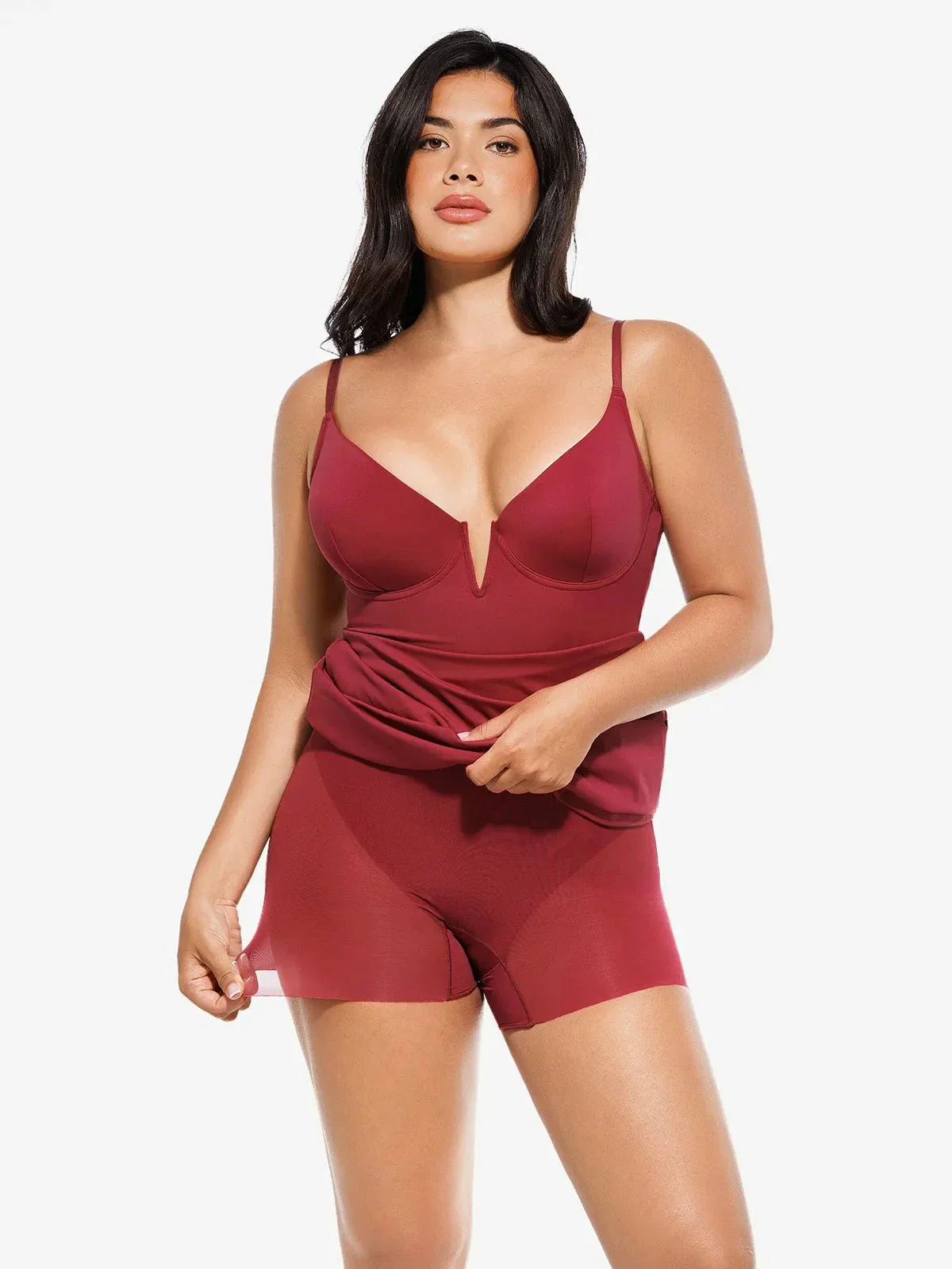 Shapewear 2-in-1 Lace Overlay Sculpting Dress - Image 47