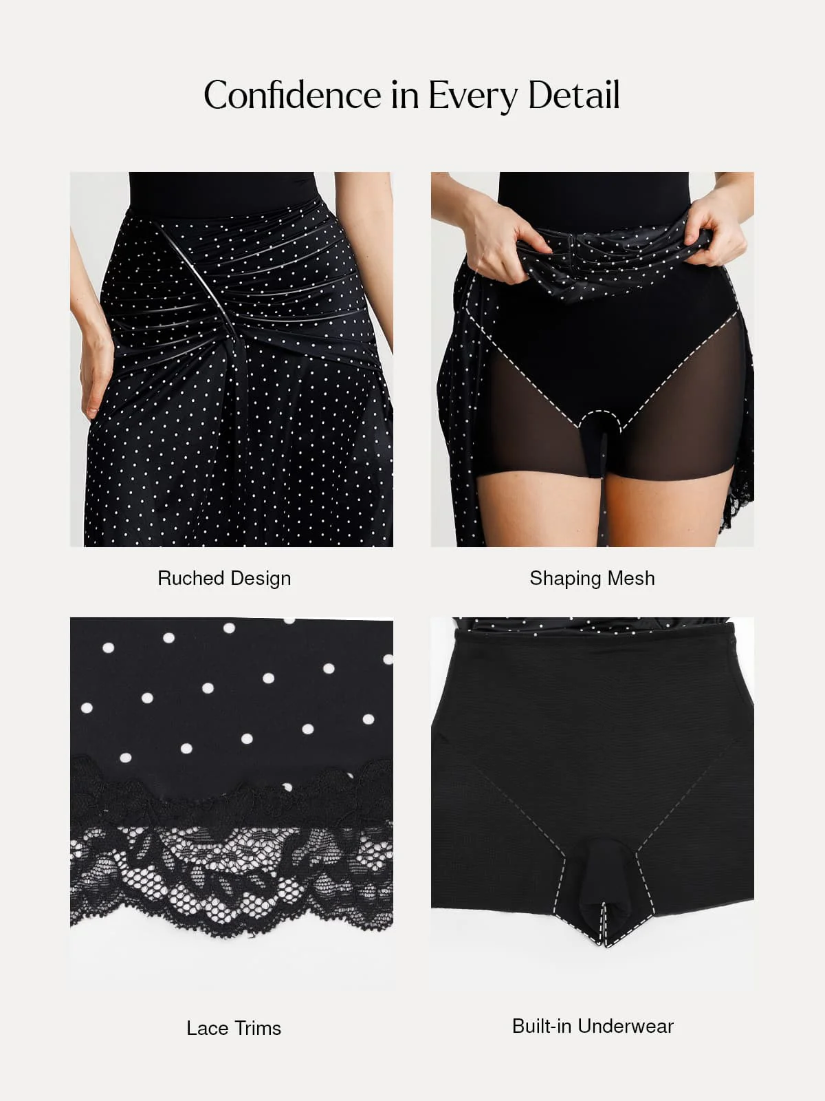 Shapewear Asymmetric Ruched Lace Midi Skirt - Image 14