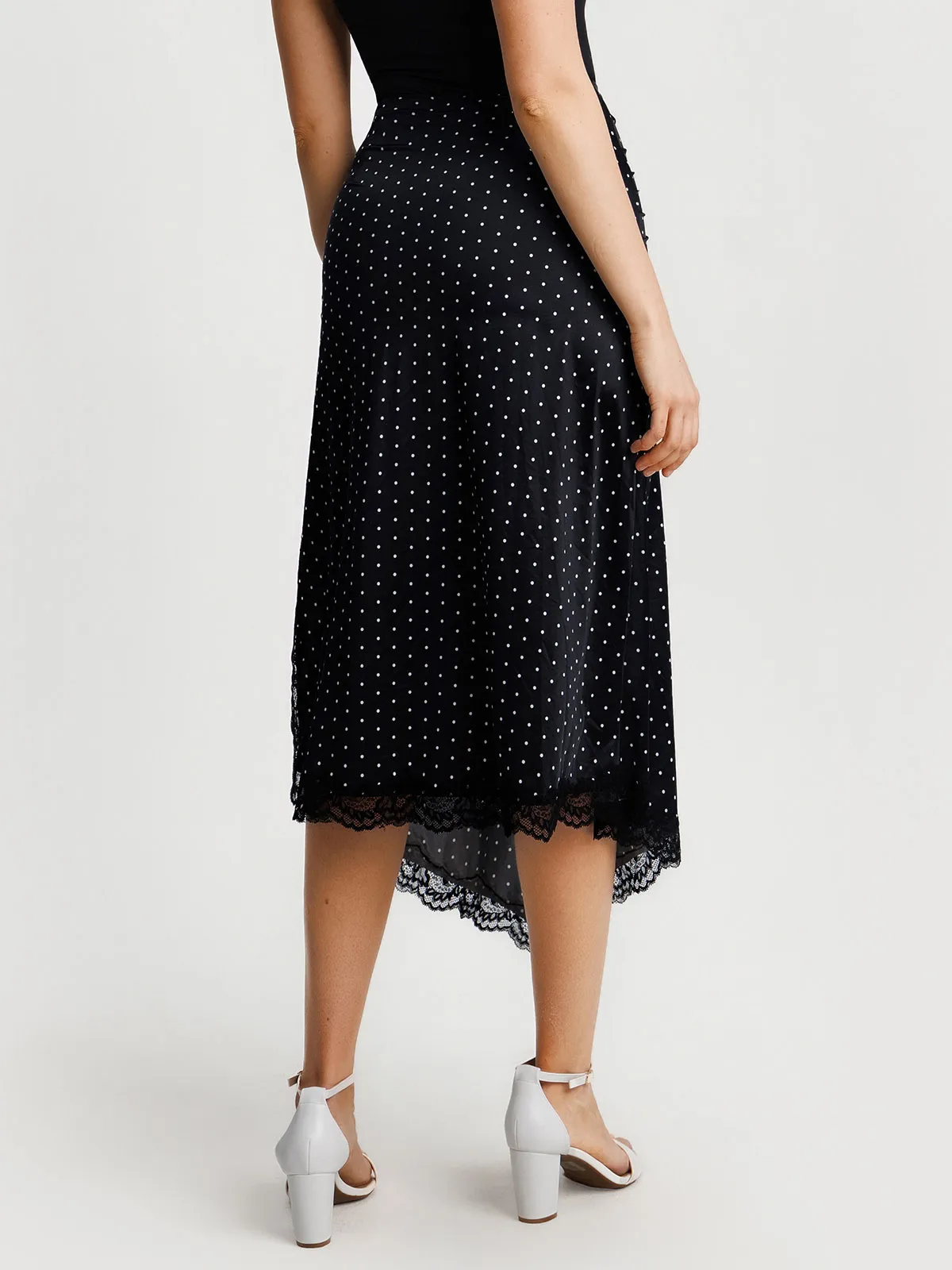 Shapewear Asymmetric Ruched Lace Midi Skirt - Image 16