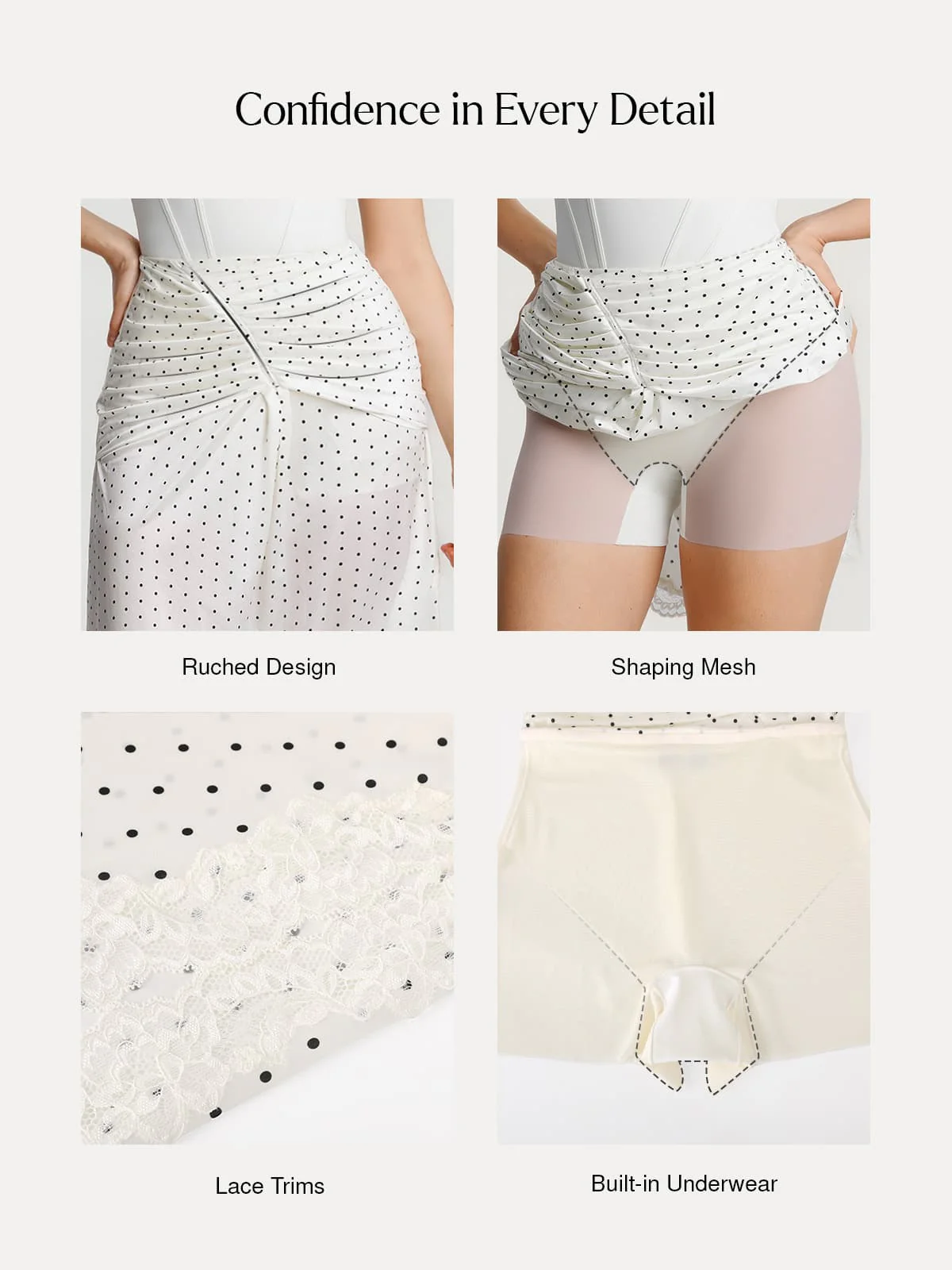 Shapewear Asymmetric Ruched Lace Midi Skirt - Image 4