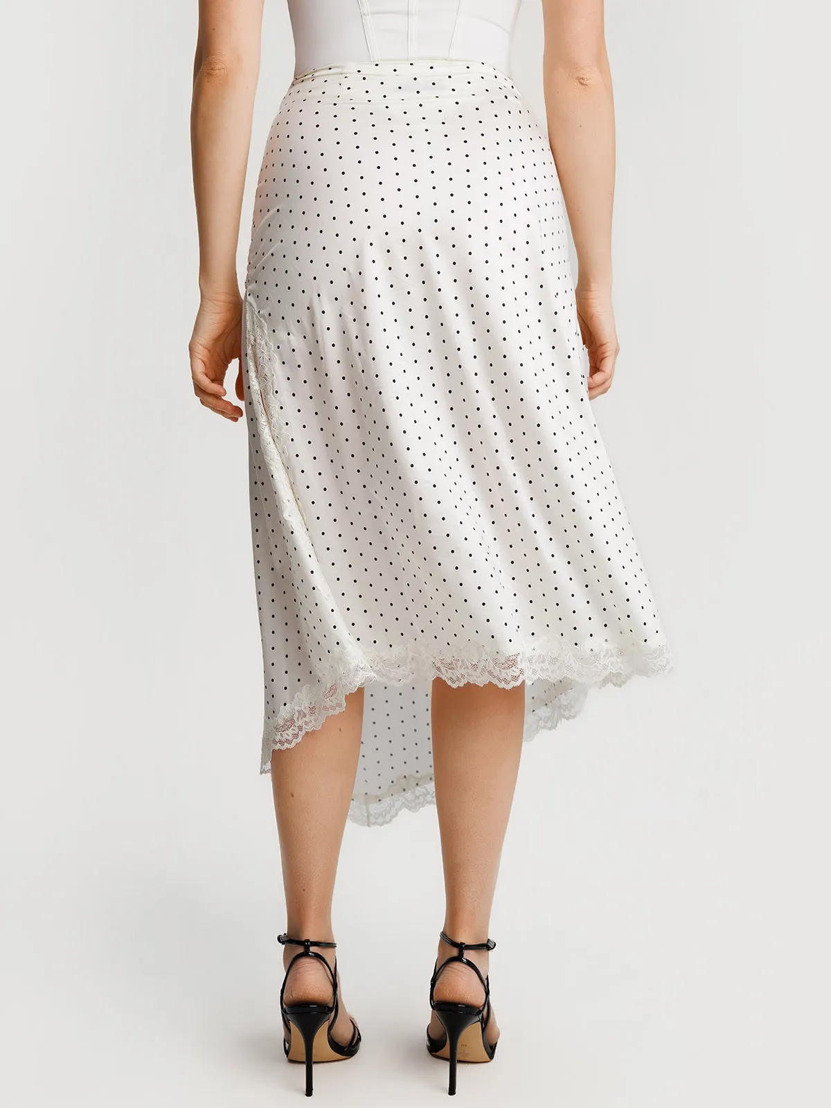 Shapewear Asymmetric Ruched Lace Midi Skirt - Image 6