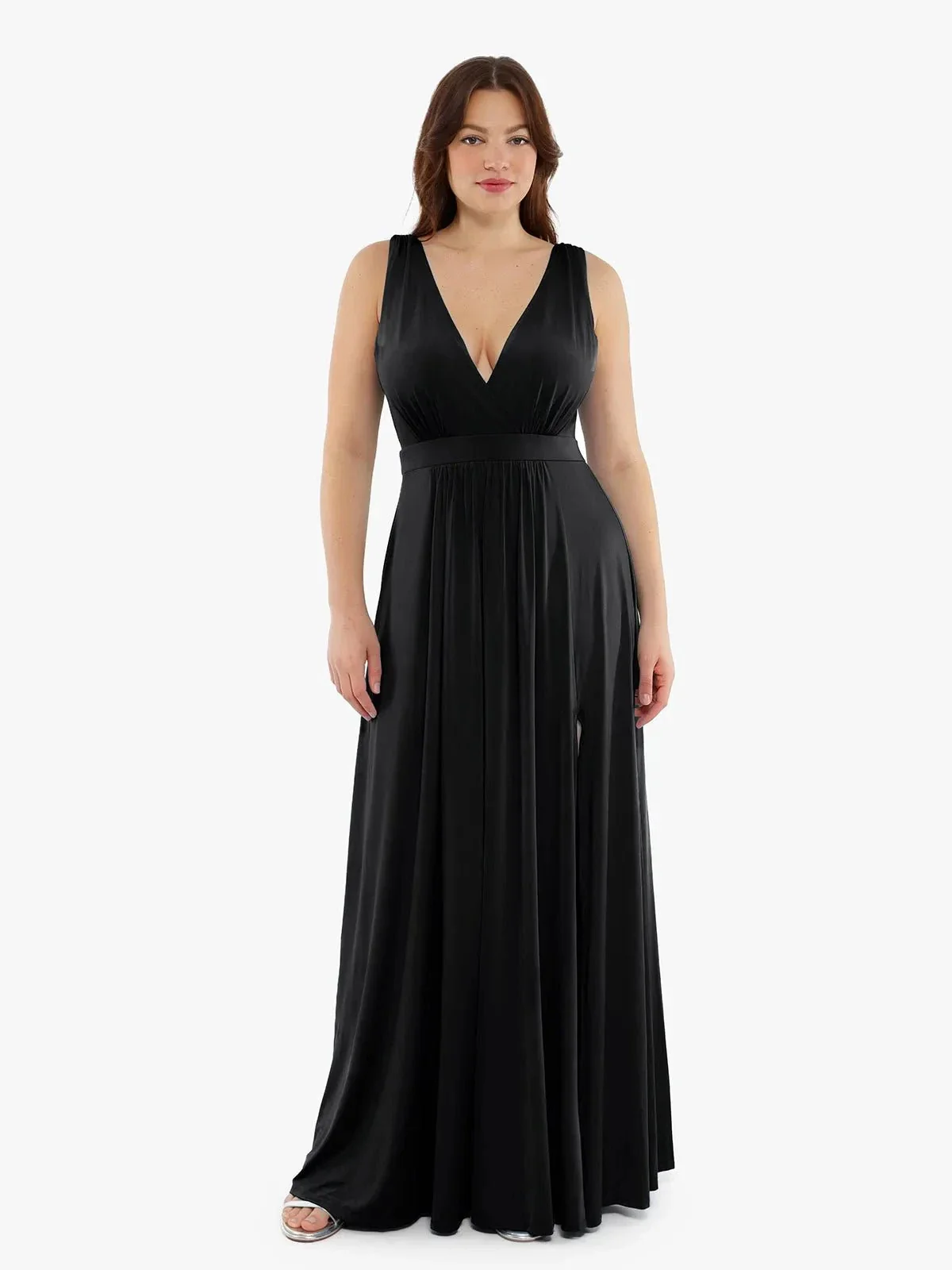 Shapewear Deep V-Neck Front Slit Goddess Maxi Dress - Image 18