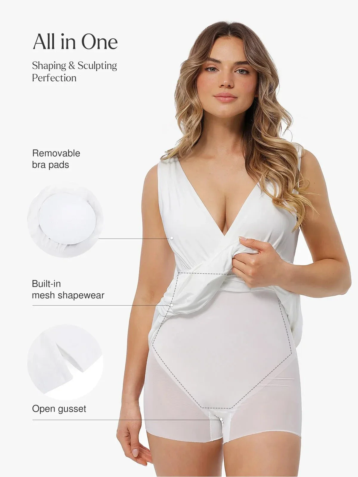 Shapewear Deep V-Neck Front Slit Goddess Maxi Dress - Image 3