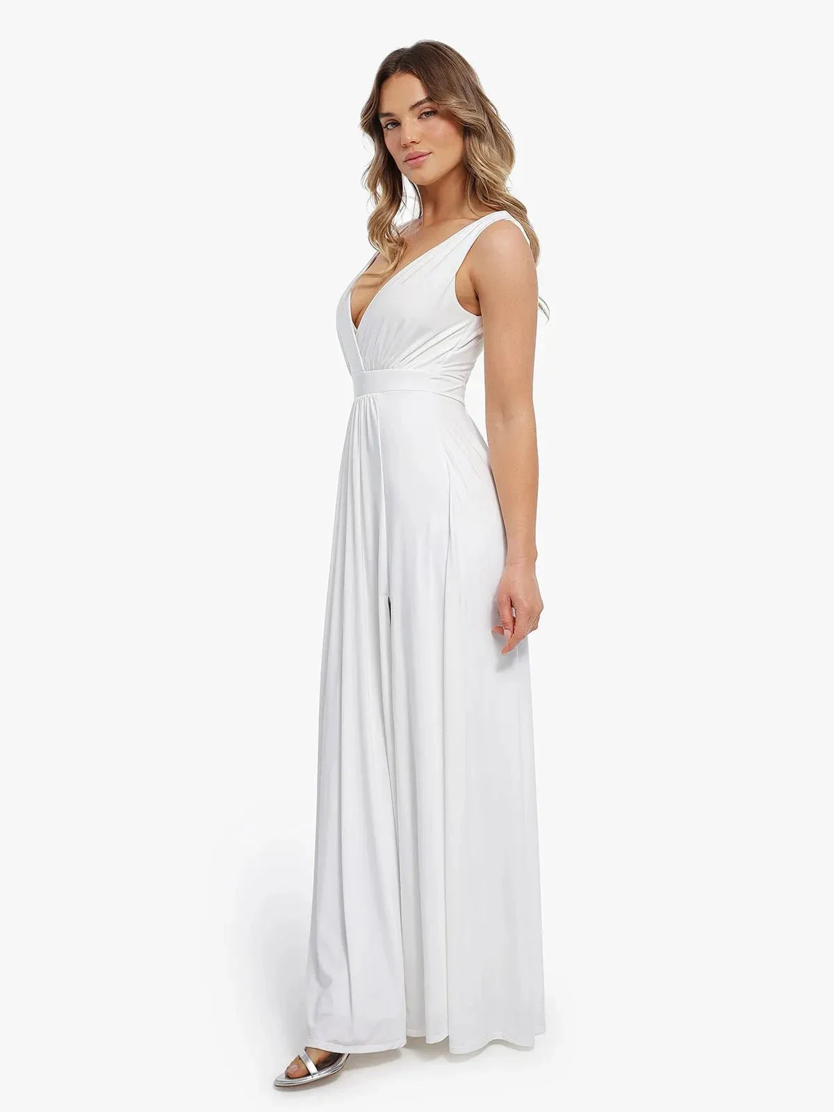 Shapewear Deep V-Neck Front Slit Goddess Maxi Dress - Image 5