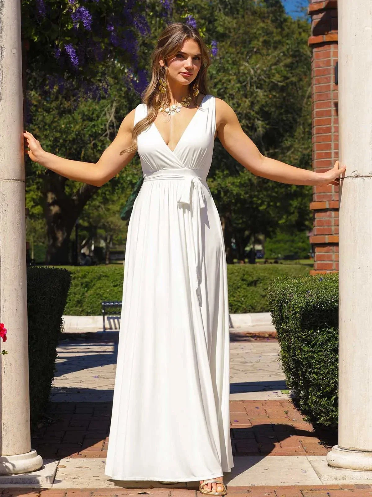 Shapewear Deep V-Neck Front Slit Goddess Maxi Dress - Image 7