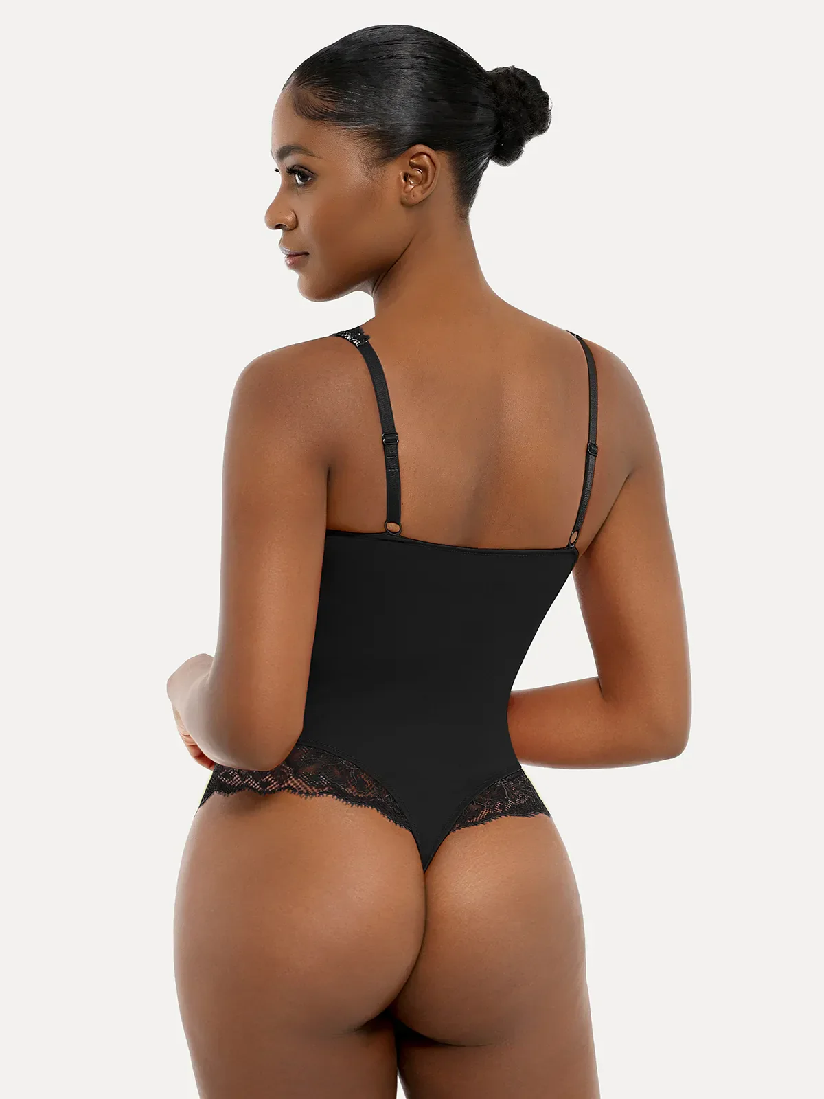 Shapewear Deep V-Neck Sculpting Lace Inset Bodysuit - Image 10