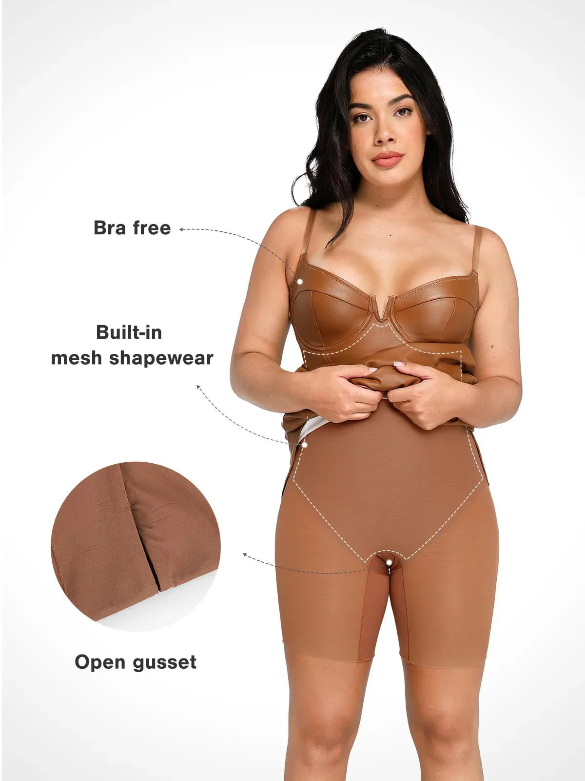 Shapewear Faux Leather Hourglass Corset Midi Dress - Image 11