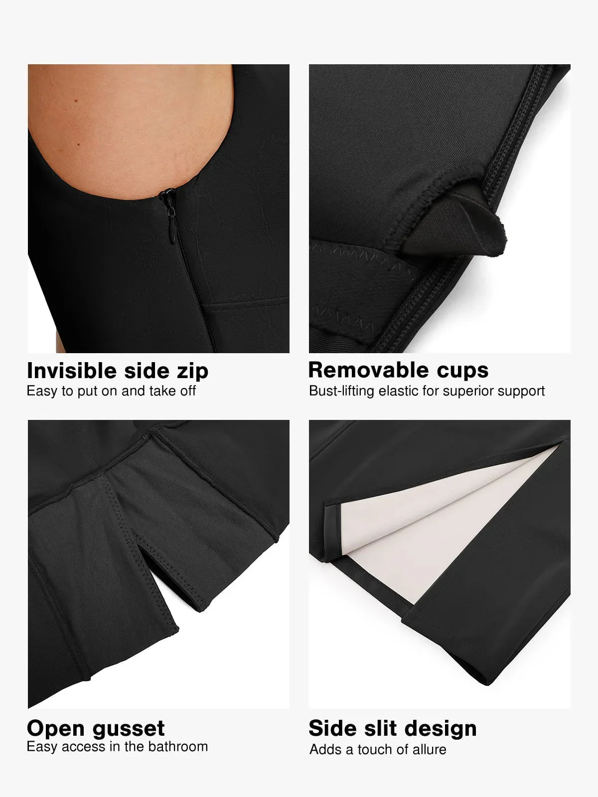 Shapewear Faux Nubuck Bodycon Sculpting Slit Midi Dress - Image 23
