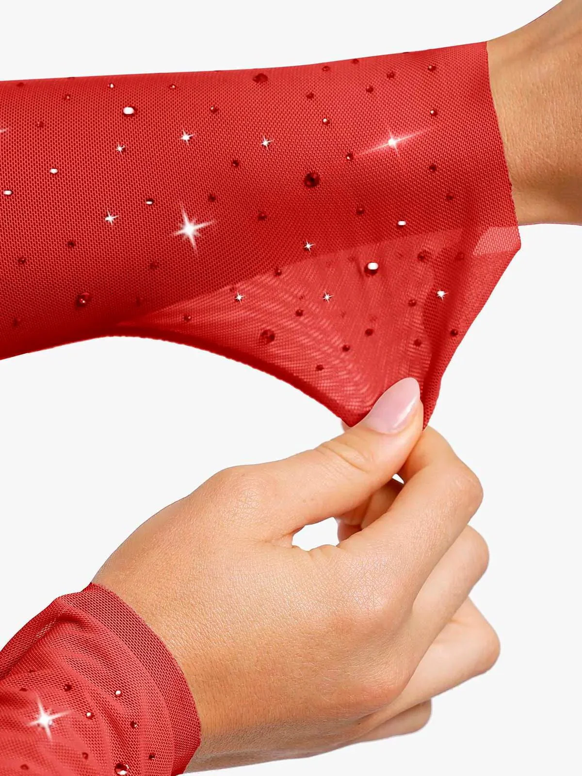 Shapewear Heat-Set Crystal Mesh Long-Sleeve Slimming Bodysuit - Image 12