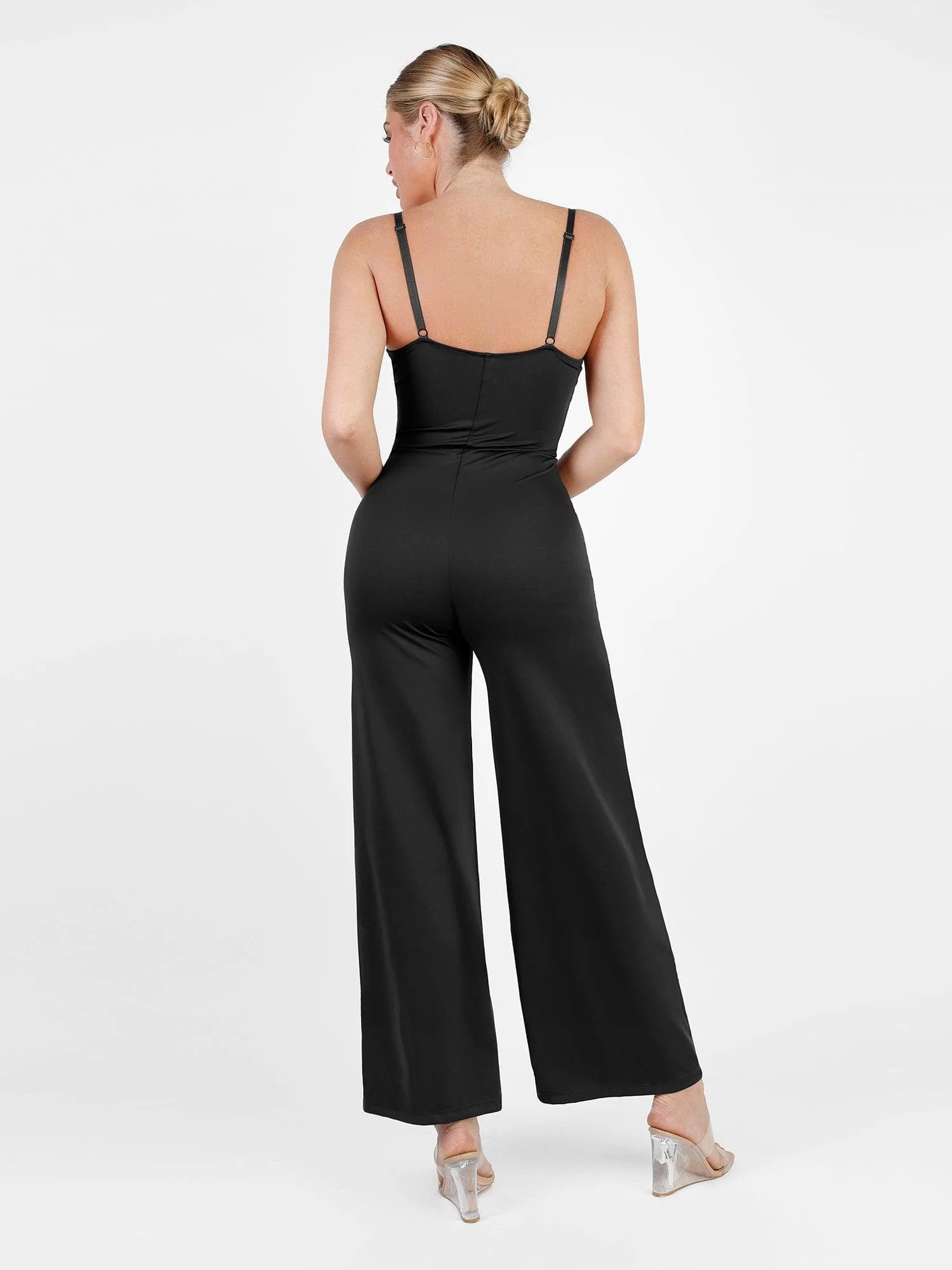 Shapewear Lace Deep V-Neck Sculpting Wide Leg Jumpsuit - Image 10
