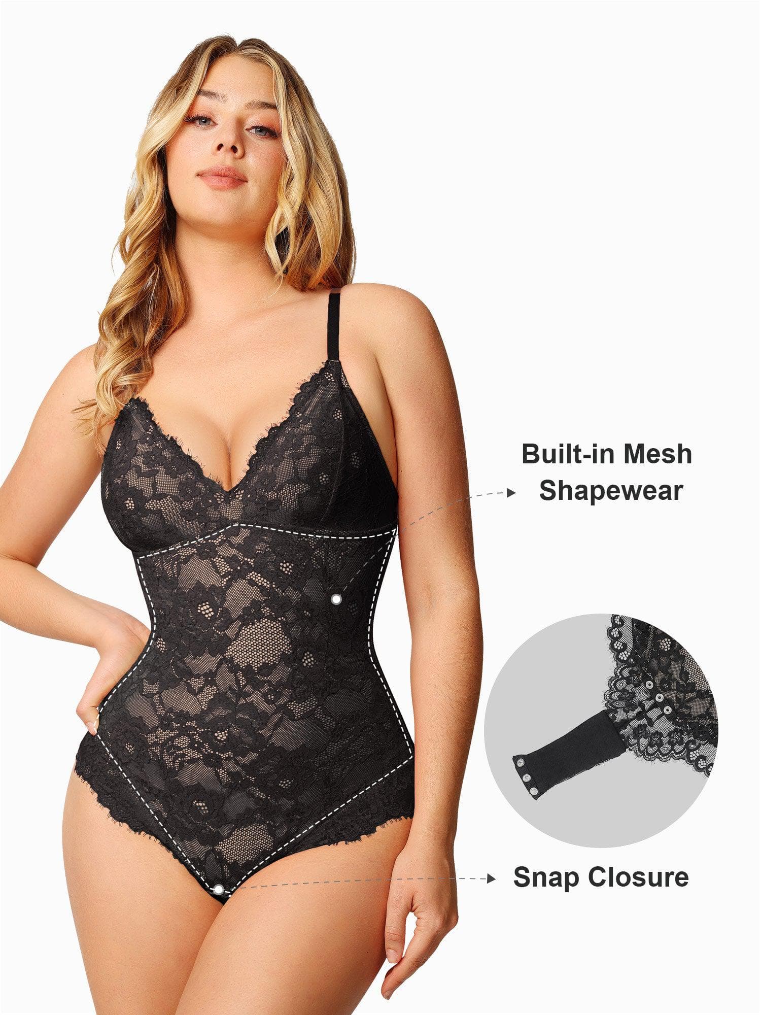 Shapewear Firm Control Smoothing Full Lace Thong Bodysuit - Image 8