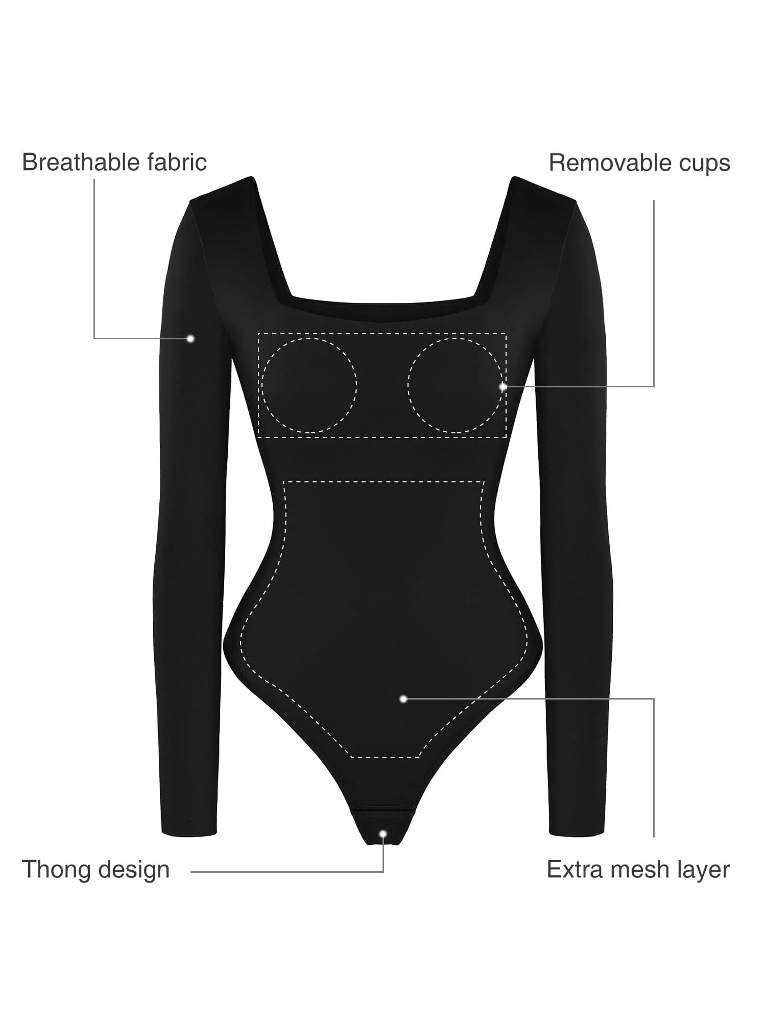 Shapewear Long Sleeve Sculpting Bodysuit Leather Midi Skirt Set - Image 4