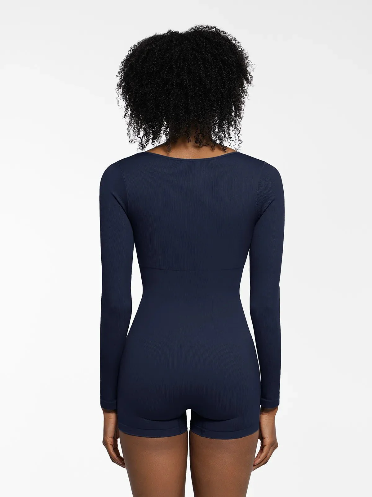 Shapewear Long Sleeve Sweetheart Neck Tummy Control Romper - Image 11