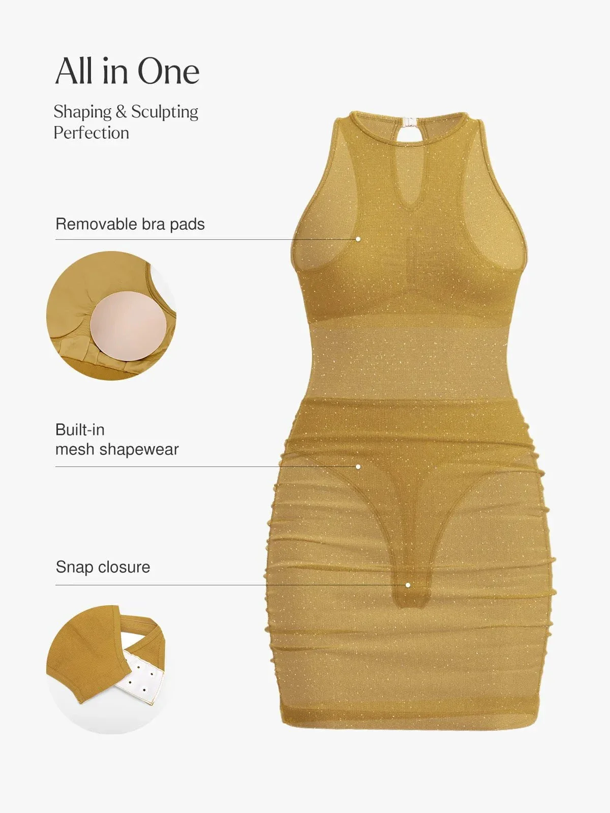 Shapewear Metallic Sculpting Dress - Image 3