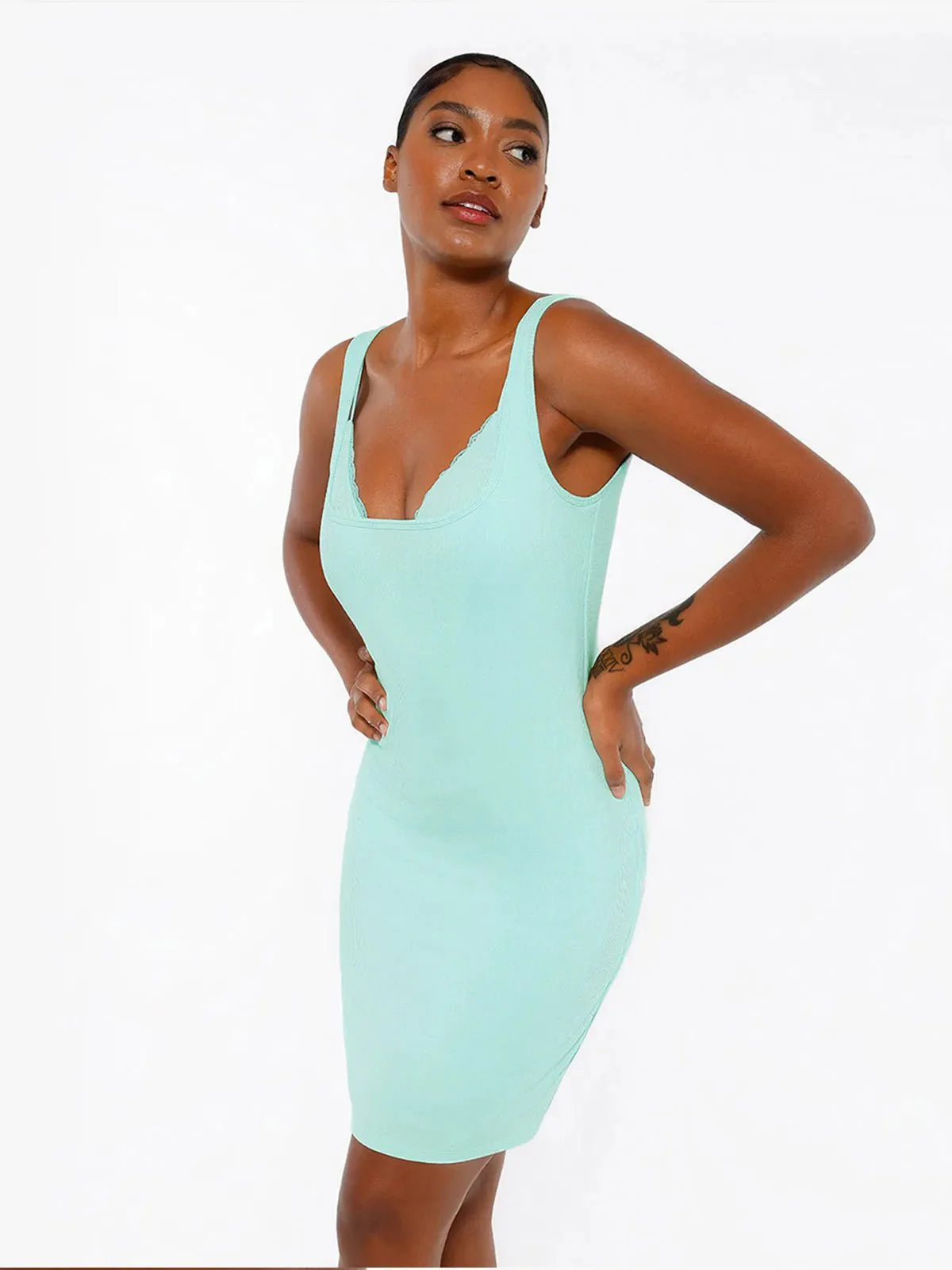 Shapewear Modal Sculpting Inner Lace Cami Mini Dress - Image 3