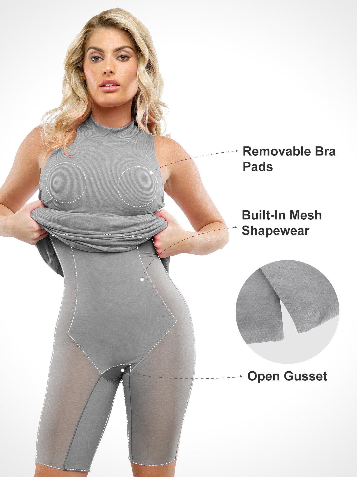 Shapewear Modal Sleeveless Mock Neck Slimming Maxi Dress For Insiders - Image 26