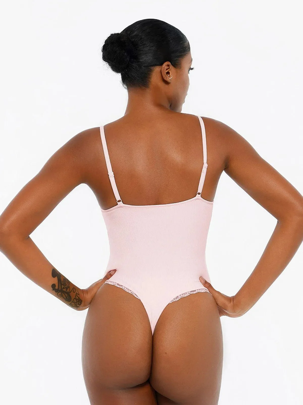 Shapewear Modal Strappy Lace Trim Sculpting Henley Bodysuit - Image 12