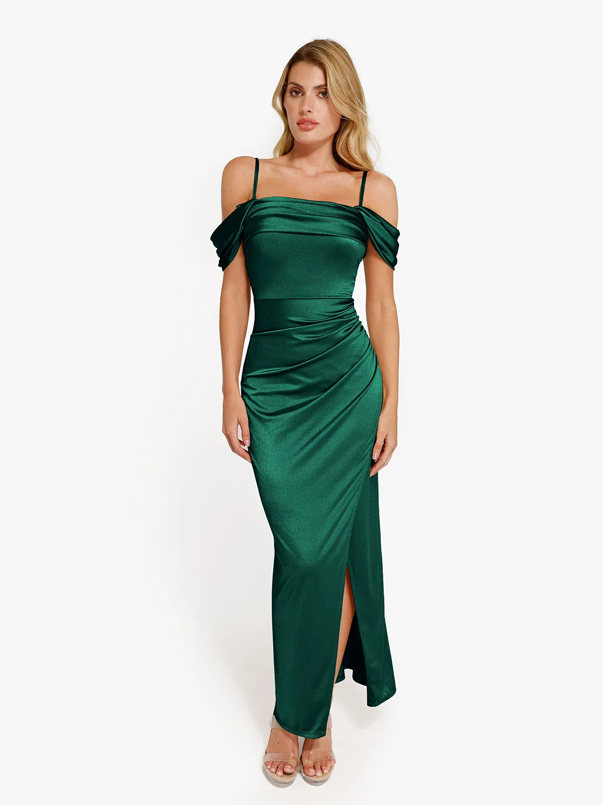 Shapewear Off Shoulder Shine Ruched Sculpting Maxi Dress - Image 20