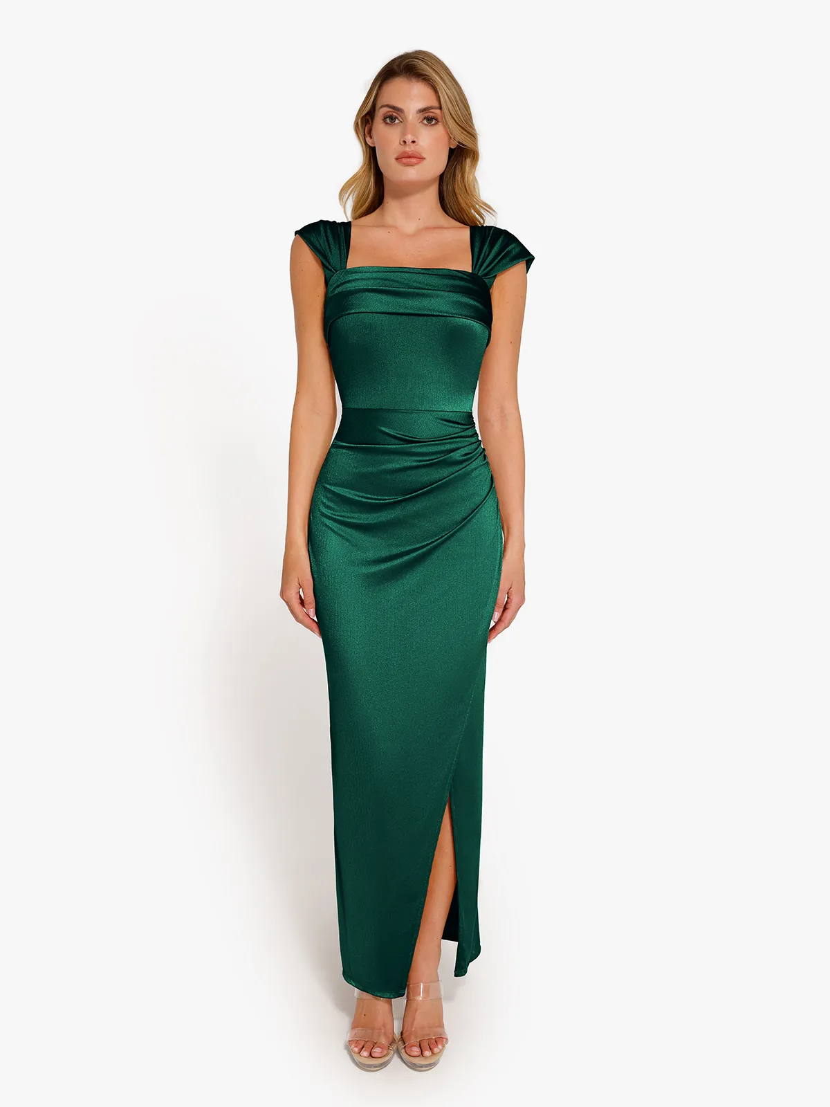 Shapewear Off Shoulder Shine Ruched Sculpting Maxi Dress - Image 21
