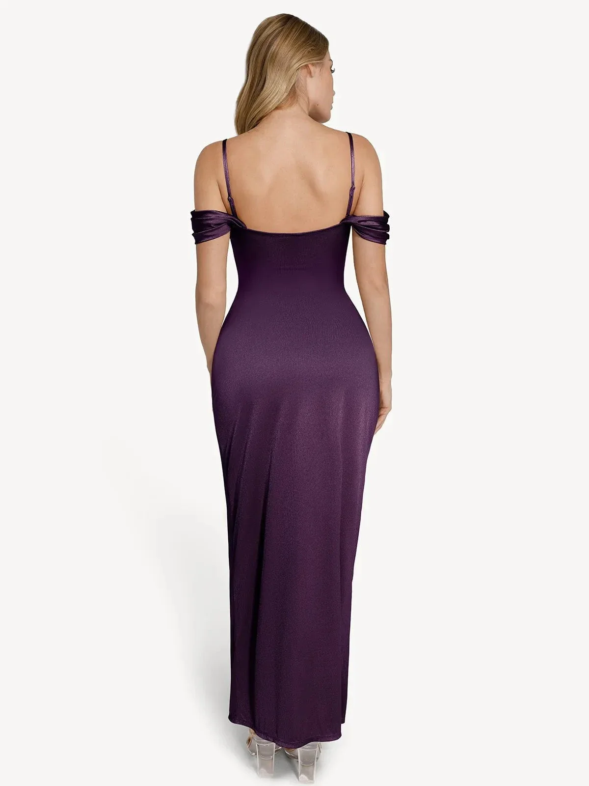 Shapewear Off Shoulder Shine Ruched Sculpting Maxi Dress - Image 26