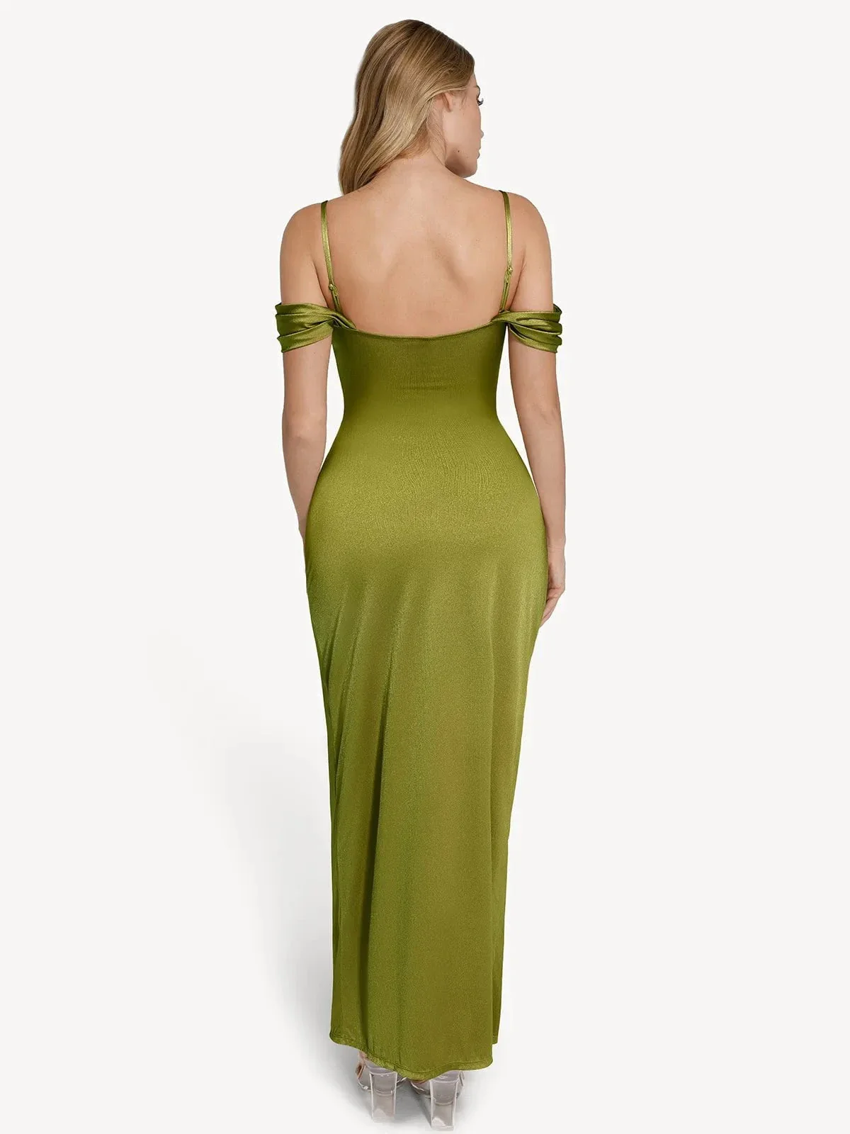 Shapewear Off Shoulder Shine Ruched Sculpting Maxi Dress - Image 33