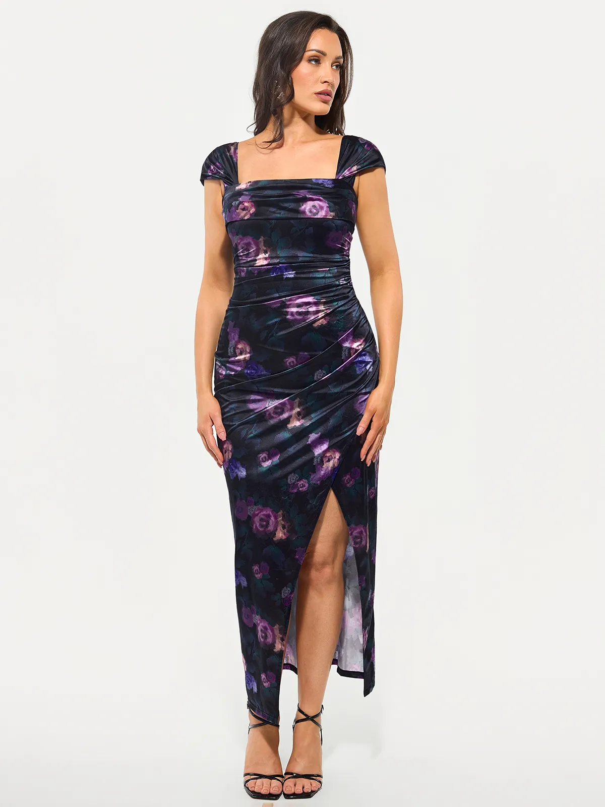 Shapewear Off Shoulder Shine Ruched Sculpting Maxi Dress - Image 50